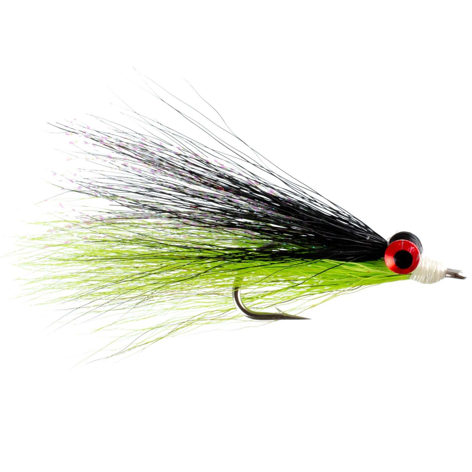 Clousers Deep Minnow Chartreuse/Black Stainless Hook Saltwater Streamer Flies - Wholesale Per Dozen Size 1/0