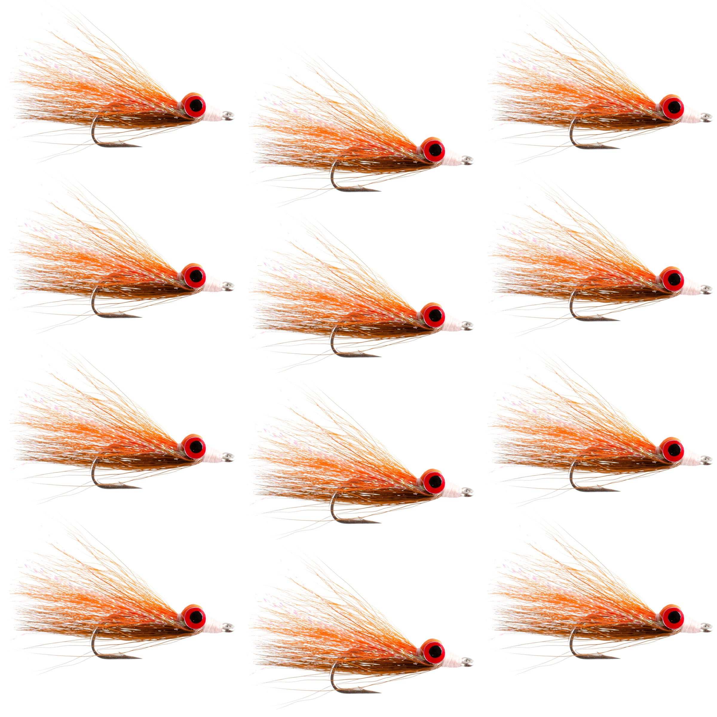 Clousers Deep Minnow Orange/Brown Sunfish Stainless Hook Saltwater Streamer Flies - Wholesale Per Dozen Size 1/0