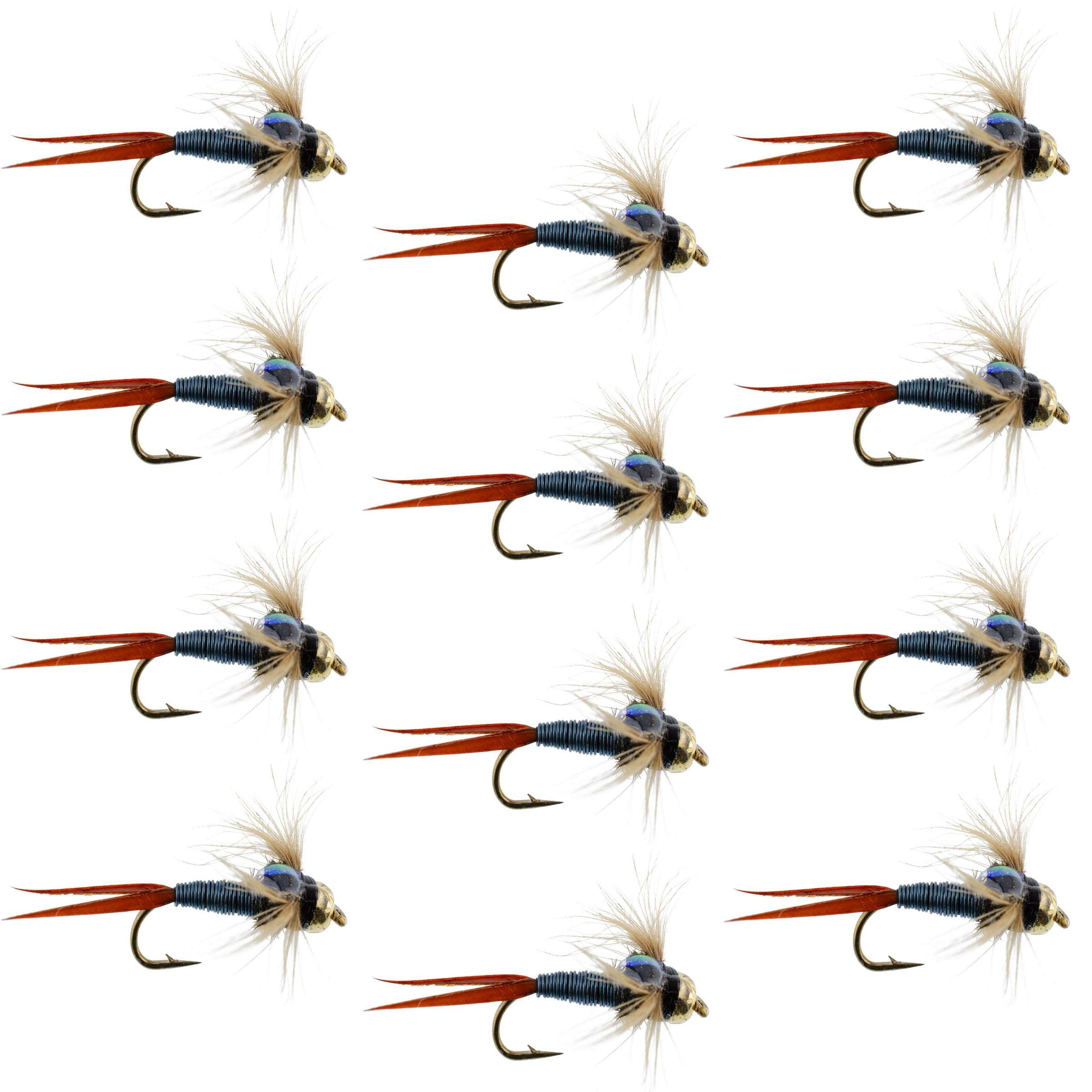 Bead Head Copper John Metallic Blue Nymph Flies - Wholesale Per Dozen Sizes 10-18