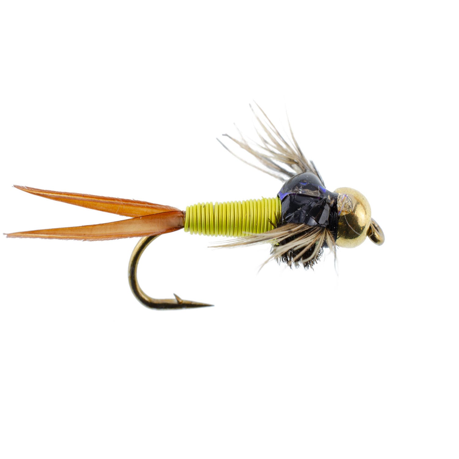 Bead Head Copper John Hot Metallic Yellow Nymph Flies - Wholesale Per Dozen Sizes 10-14