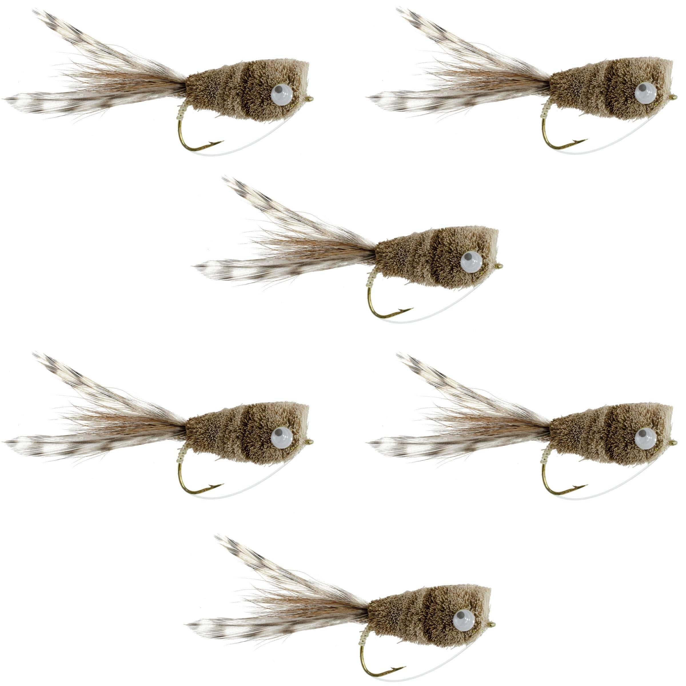 Deer Hair Popper Natural Hook Size 6 - Wholesale Bass Flies Per 1/2 Dozen (6 Flies)