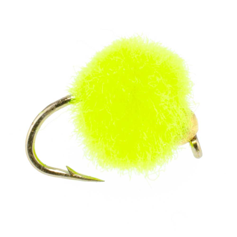 Bead Head Glo Bug Egg Hot Chartreuse Nymph Flies - Wholesale Per Dozen Size 14