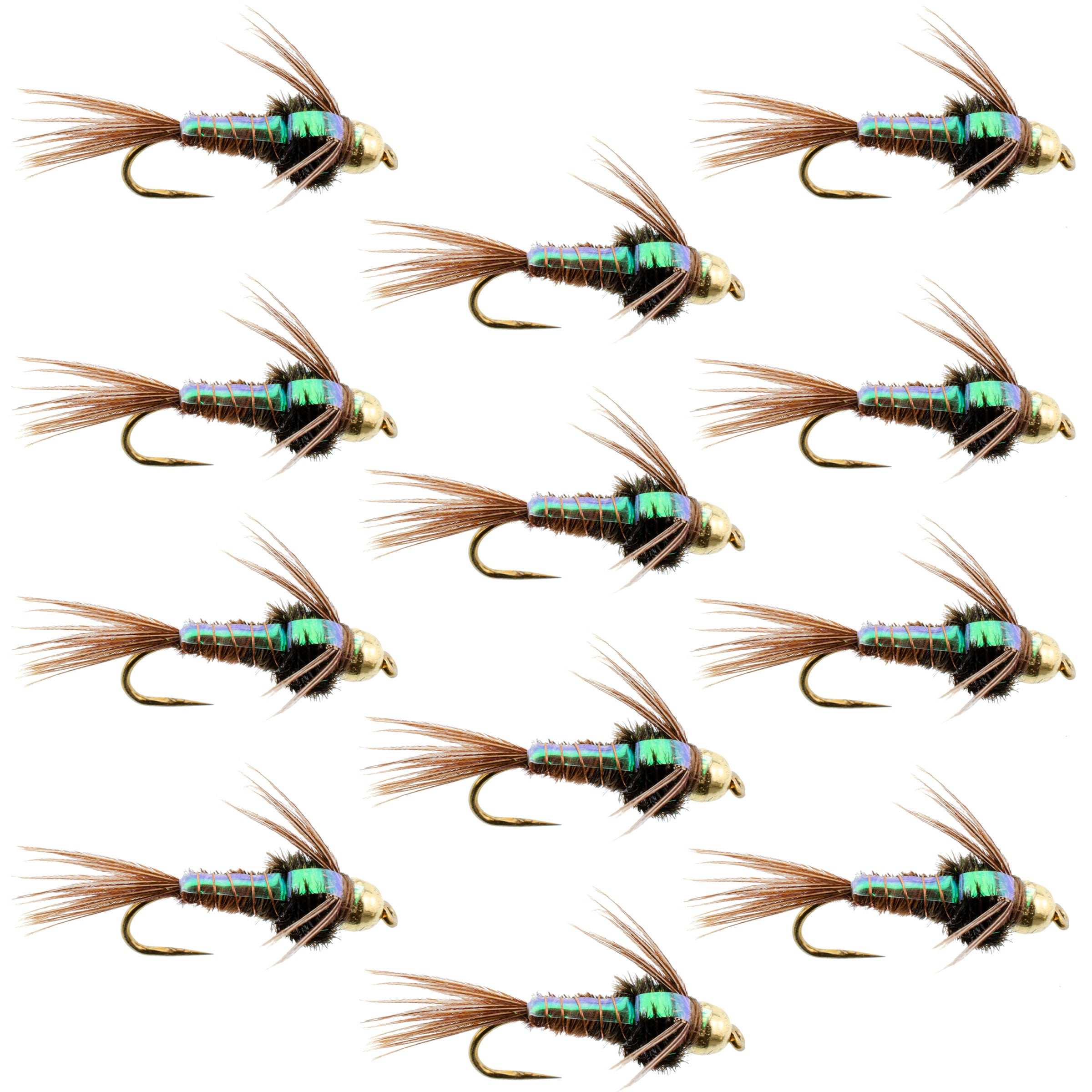 Barbless Bead Head Flash Back Pheasant Tail Nymph Flies - Wholesale Per Dozen Sizes 10-16