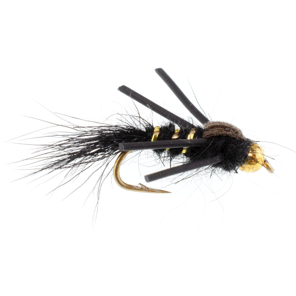Bead Head Hares Ear Black Rubber Legs Nymph Flies - Wholesale Per Dozen Sizes 12-16