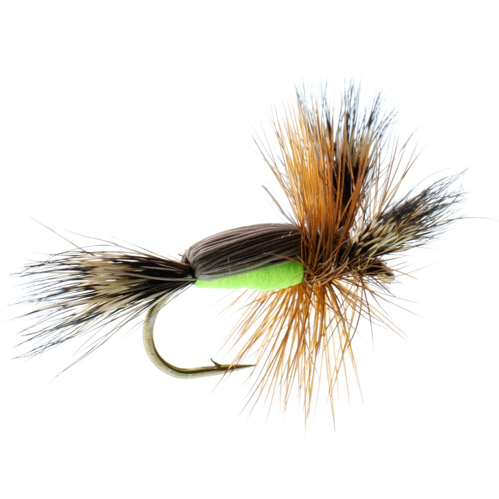 Barbless Humpy Chartreuse Dry Flies - Wholesale Per Dozen Sizes 10-16