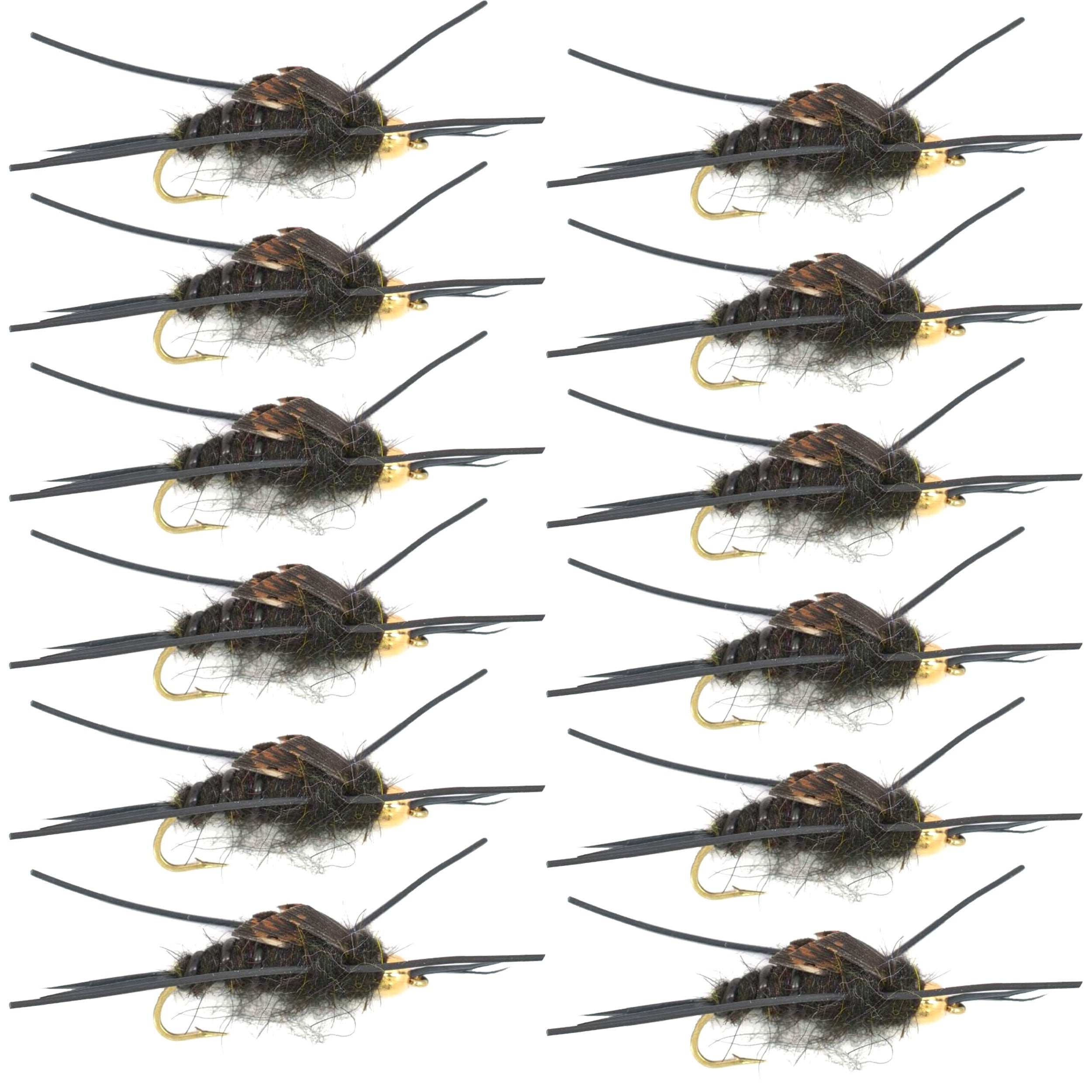 Bead Head Kaufmanns Rubber Legs Black Stonefly Nymph Flies - Wholesale Per Dozen Sizes 4-12