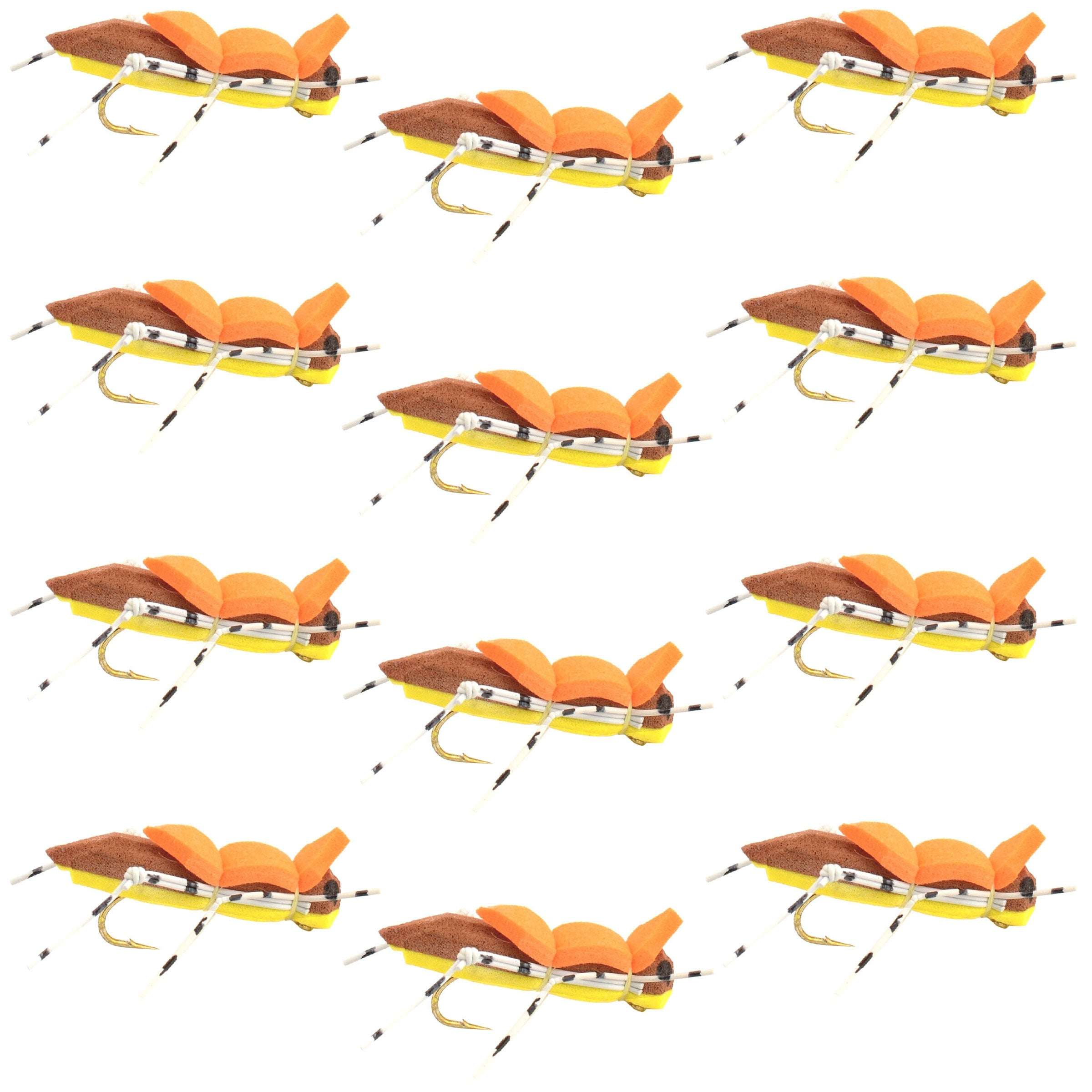 Morrish Hopper Yellow Tan Foam Body Flies - Wholesale Per Dozen Size 10