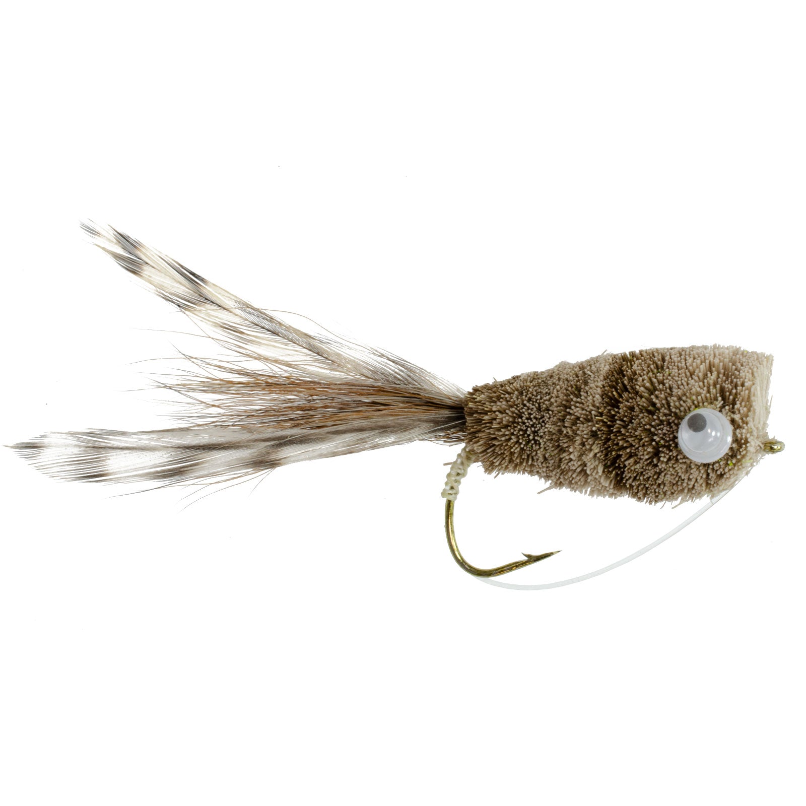 Deer Hair Popper Natural Hook Size 6 - Wholesale Bass Flies Per 1/2 Dozen (6 Flies)