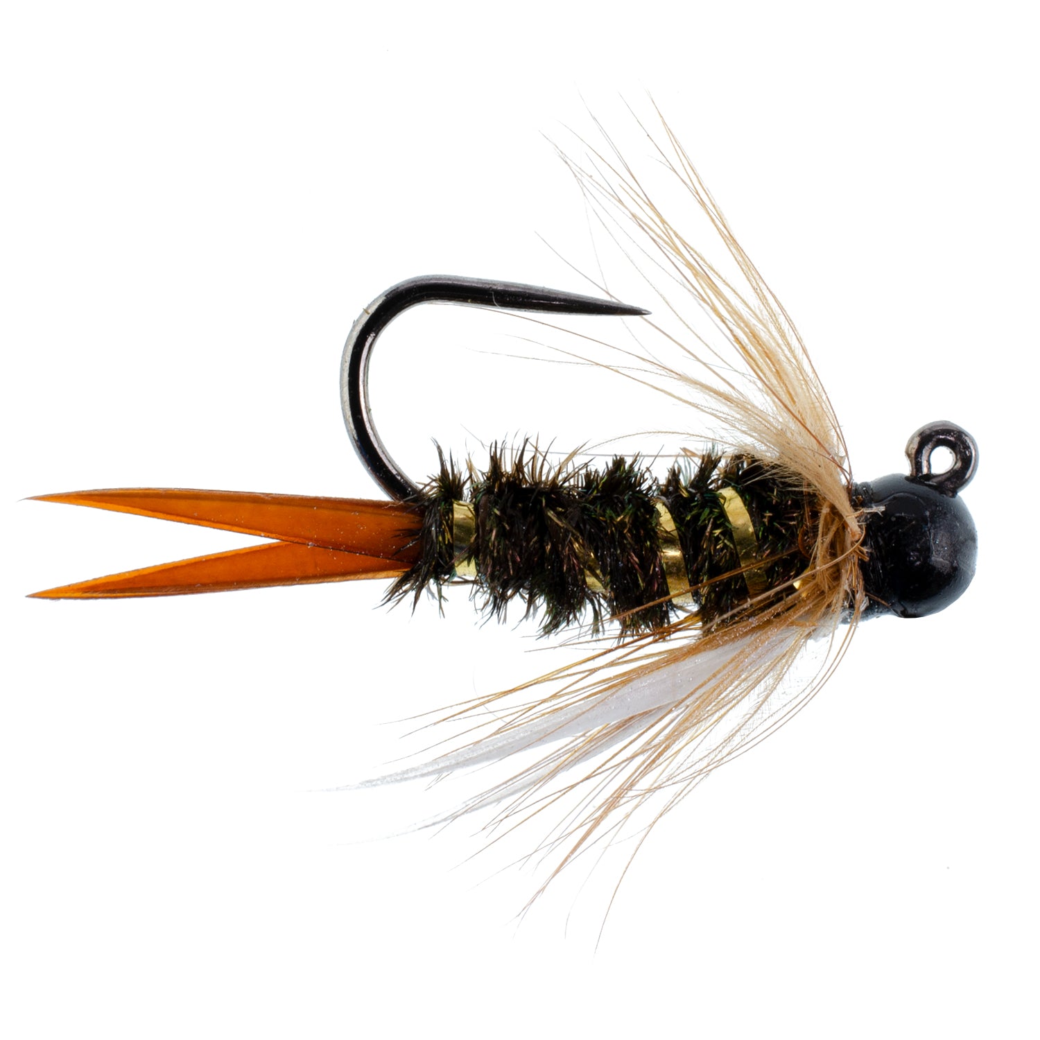 Tungsten Black Bead Head Euro Prince Jigged Tactical Flies - Wholesale Per Dozen Sizes 10-16