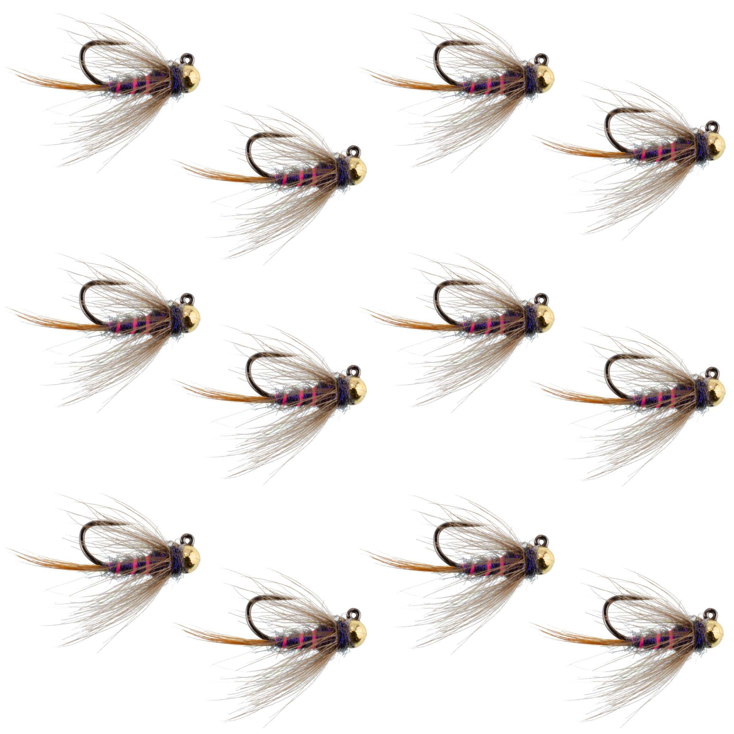 Tungsten Bead Head CDC Duracell Euro Jigged Tactical Flies - Wholesale Per Dozen Sizes 12-16