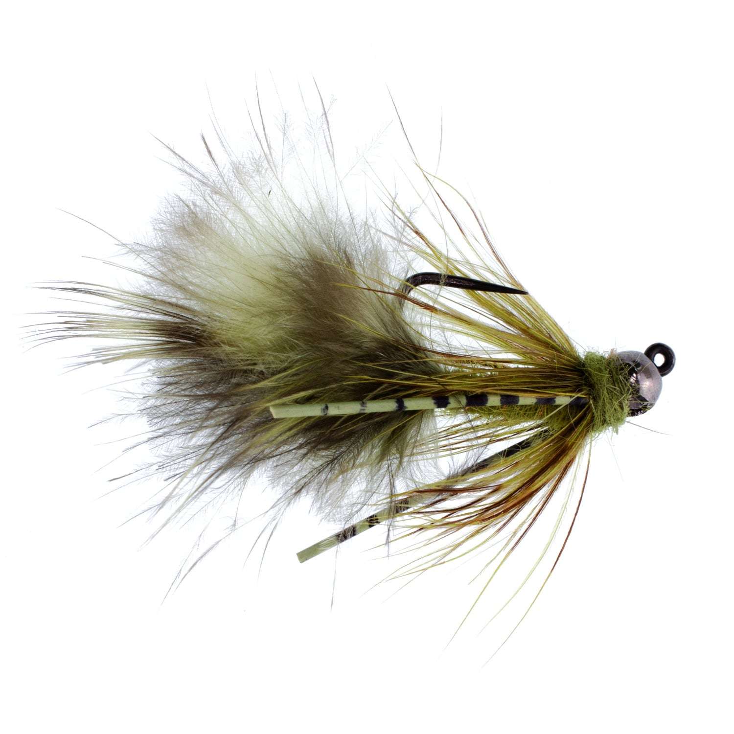 Tungsten Bead Head Olive Mini Bugger Euro Jigged Tactical Flies - Wholesale Per Dozen Sizes 8, 12