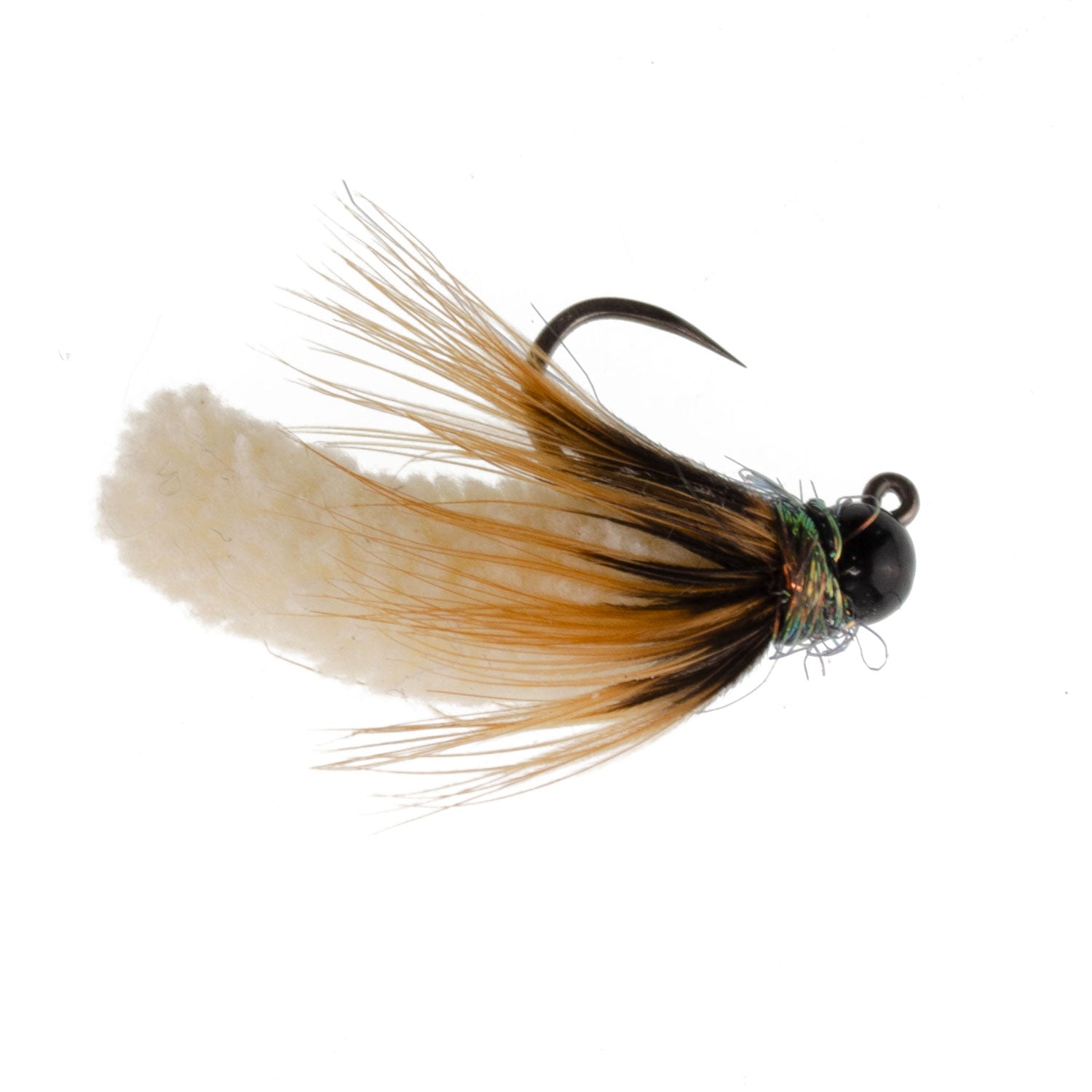 Tungsten Bead Head Tan Mop Fly Euro Jigged Tactical Flies - Wholesale Per Dozen Size 14