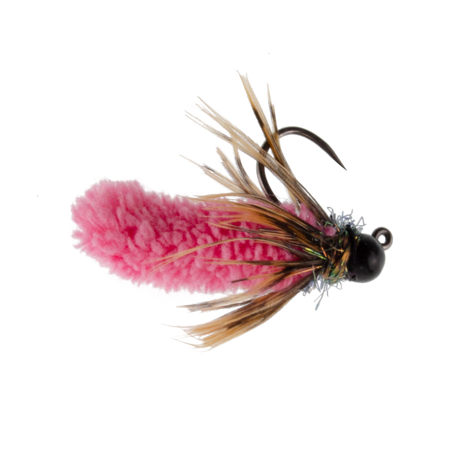 Tungsten Bead Head Hot Pink Mop Fly Euro Jigged Tactical Flies - Wholesale Per Dozen Size 14
