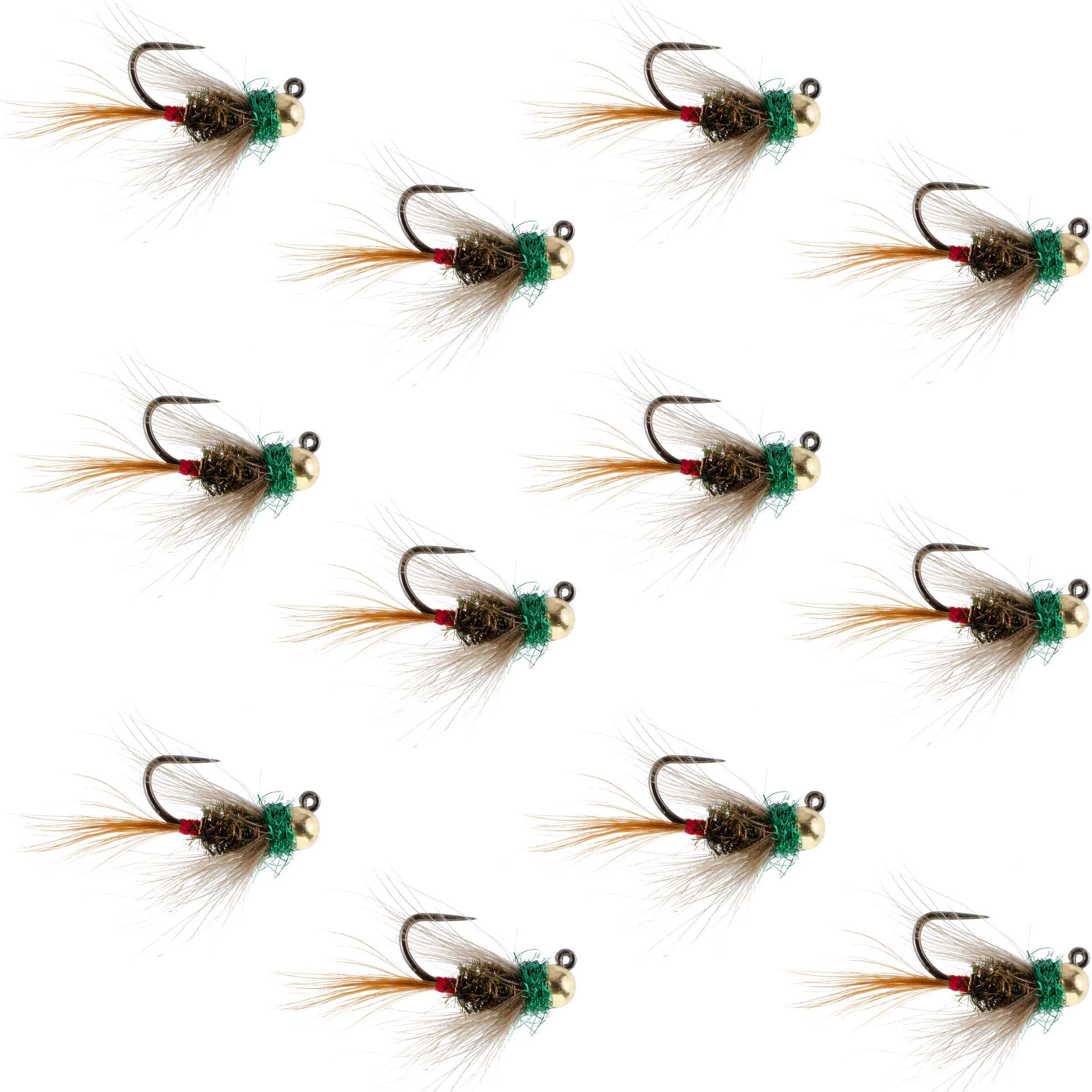 Tungsten Bead Head Frenchie Euro Jigged Tactical Flies - Wholesale Per Dozen Sizes 12-16