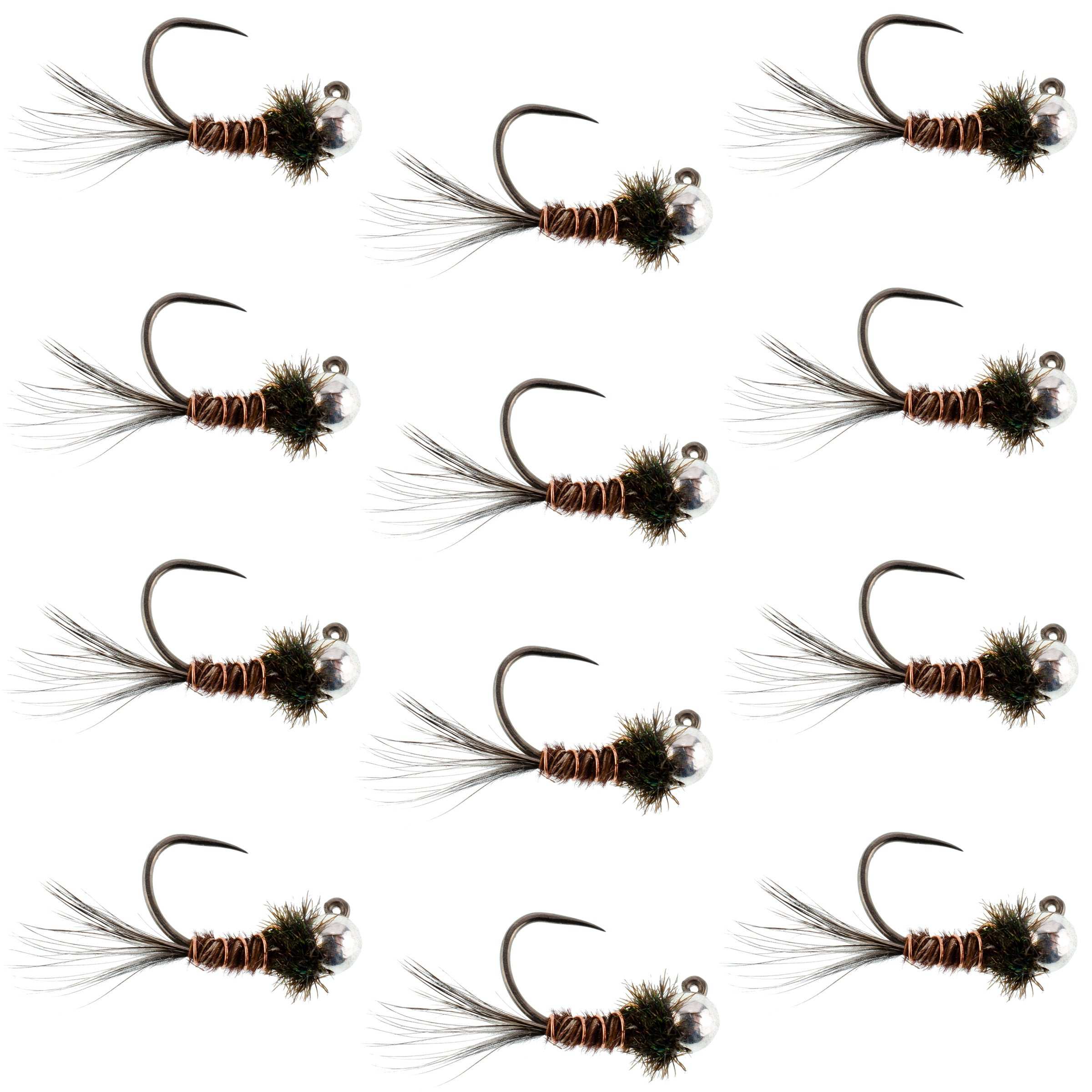 Tungsten Bead Head Pheasant Tail Euro Jigged Tactical Flies - Wholesale Per Dozen Sizes 14, 16