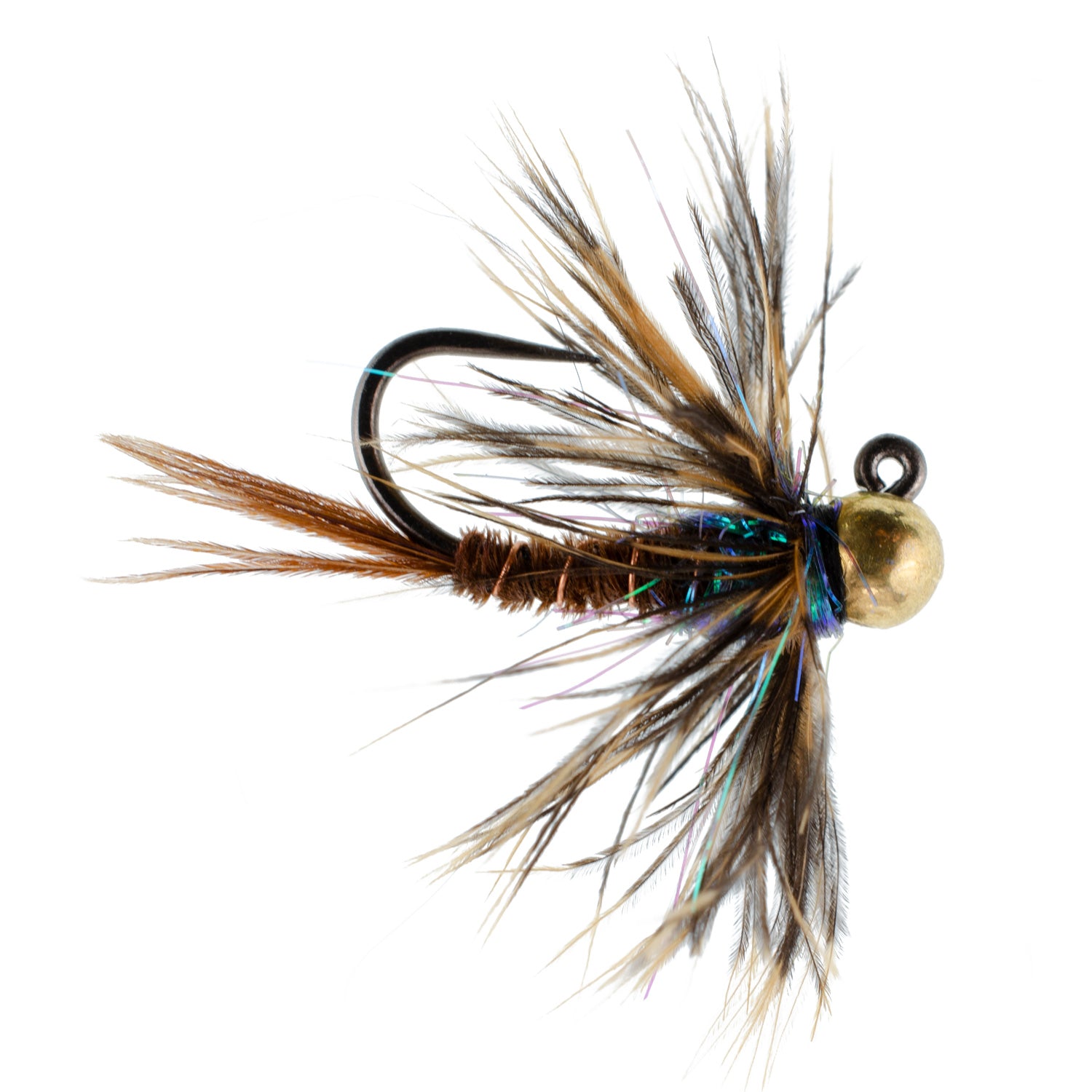 Tungsten Bead Head Soft Hackle Pheasant Tail Euro Jigged Tactical Flies - Wholesale Per Dozen Sizes 12-16