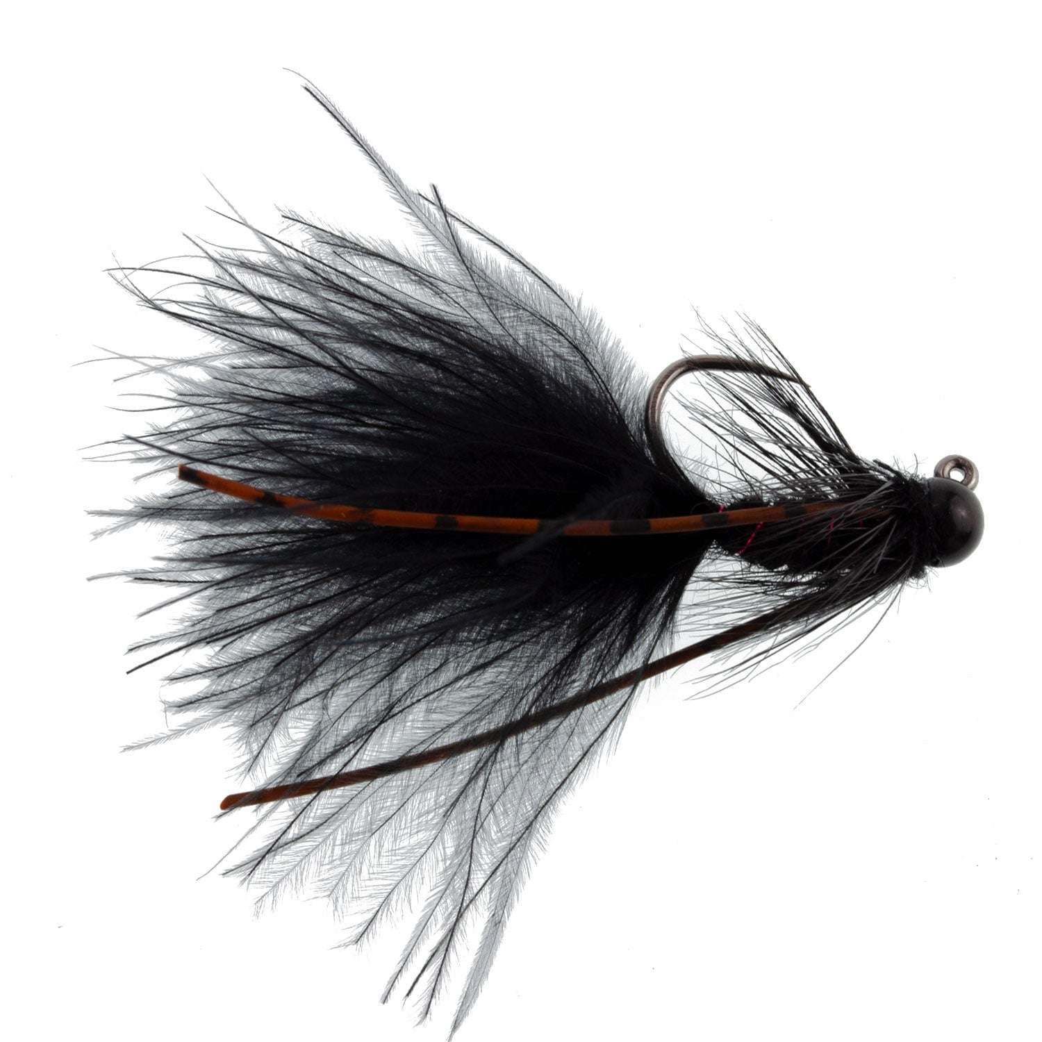 Tungsten Bead Head Black Mini Bugger Euro Jigged Tactical Flies - Wholesale Per Dozen Sizes 8, 12
