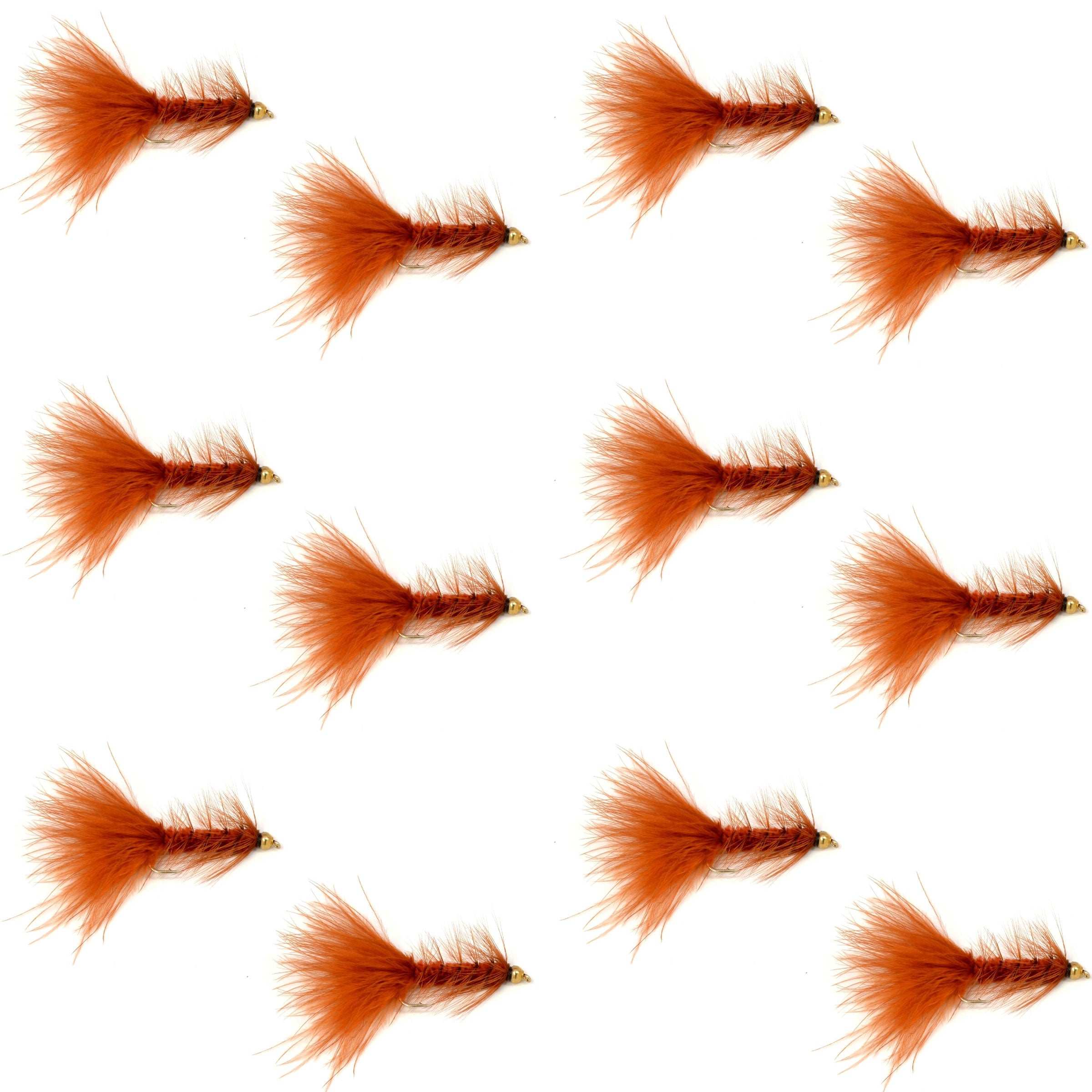 Crystal Woolly Bugger Brown Streamer Flies - Wholesale Per Dozen Sizes 4 and 8