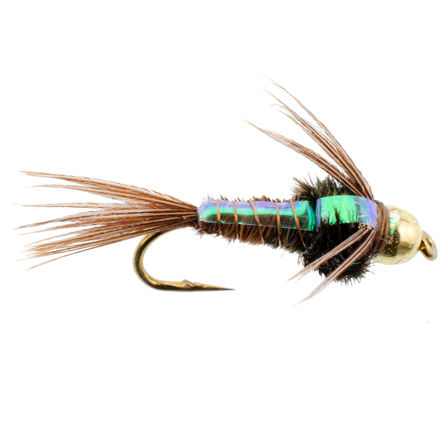 Tungsten Bead Head Flashback American Pheasant Tail Nymph Flies - Wholesale Per Dozen Sizes 10-18