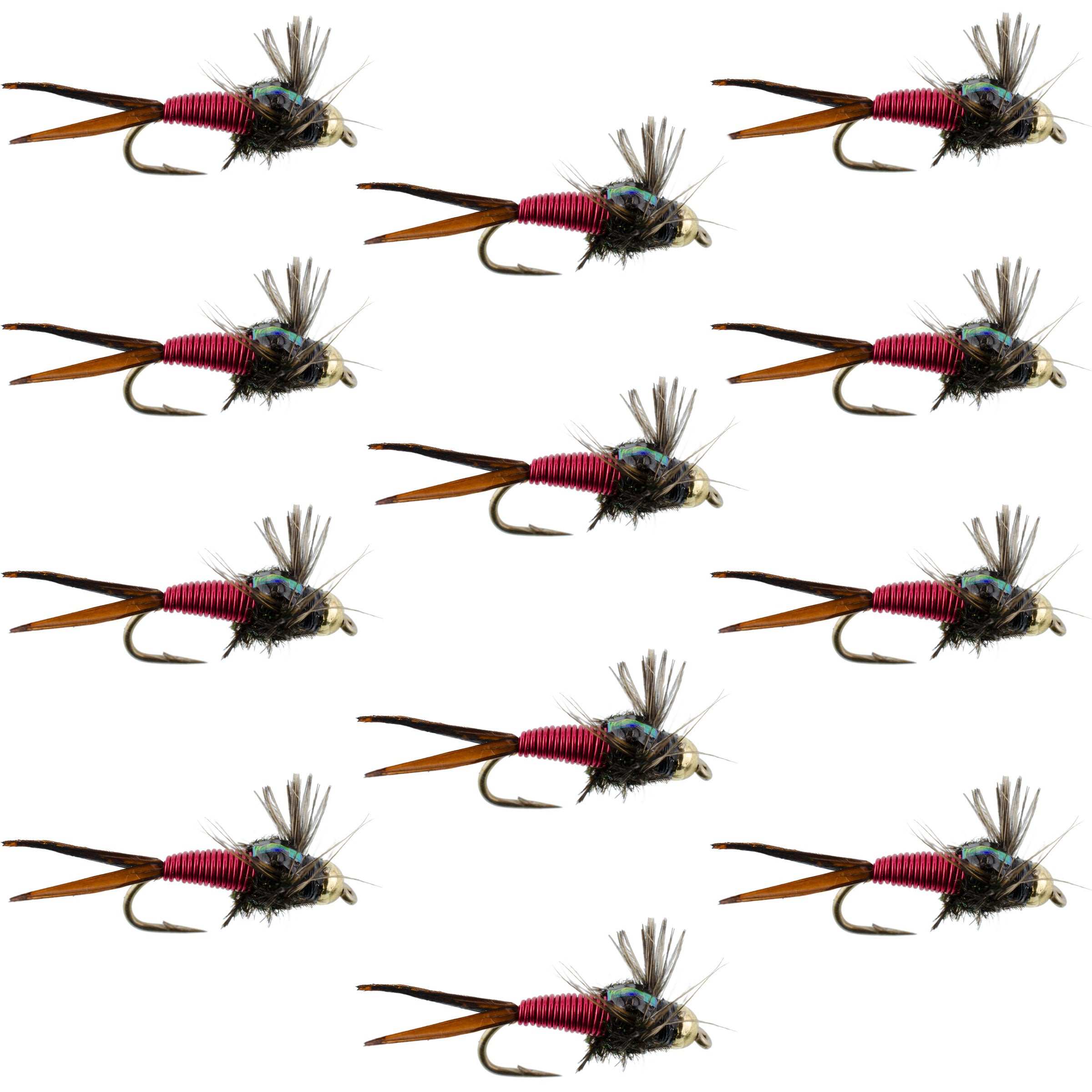 Red Copper John Nymph Flies in assorted sizes 10-18, perfect for trout fishing, sold by WholesaleFlyFishing
