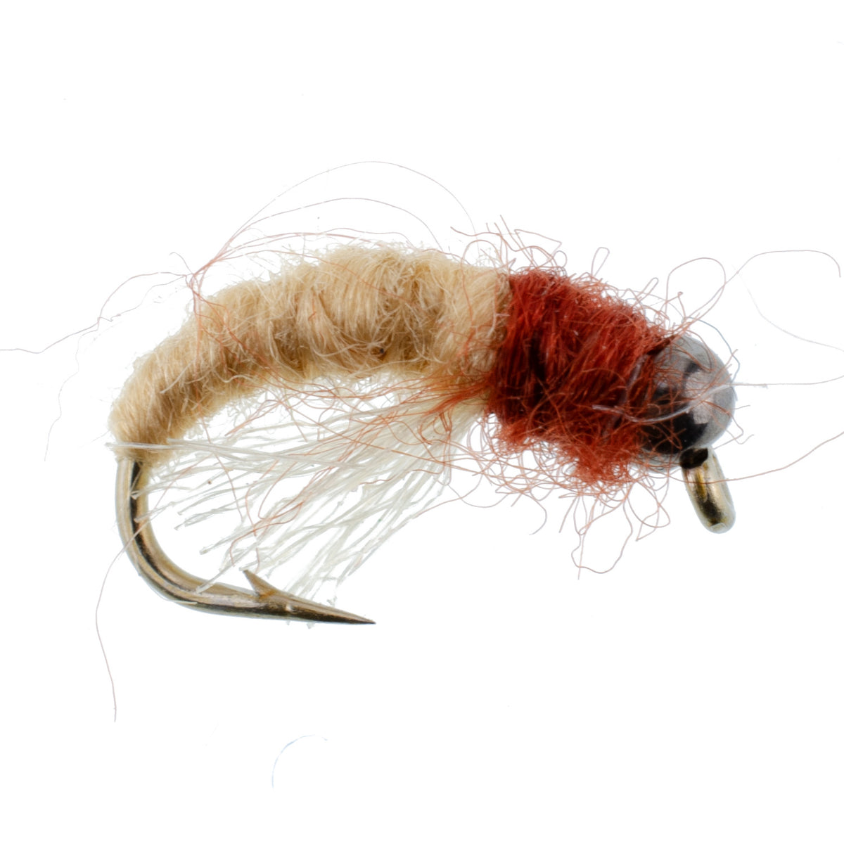 Bead Head Tan Brown Caddis Larva Flies - Wholesale Per Dozen Sizes 12-16