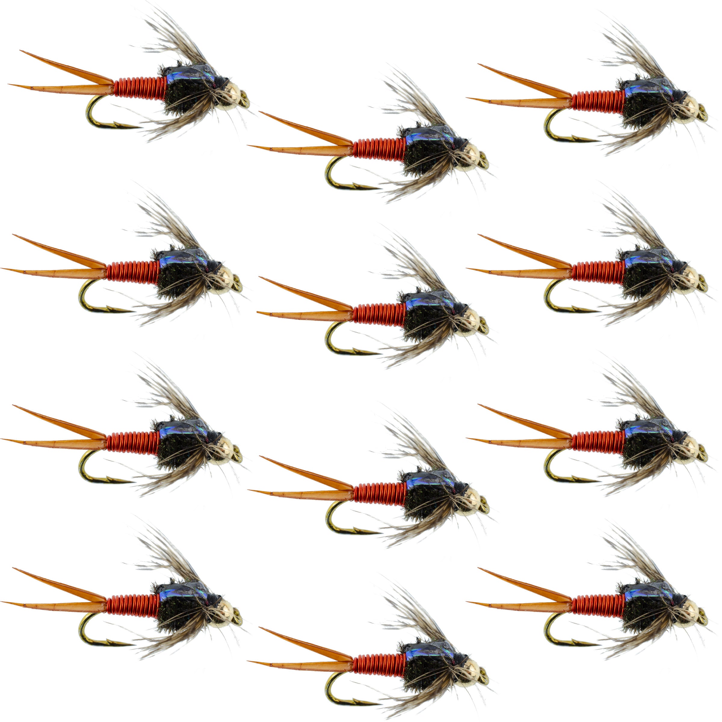 Bead Head Copper John Hot Orange Nymph Flies - Wholesale Per Dozen Sizes 10-18