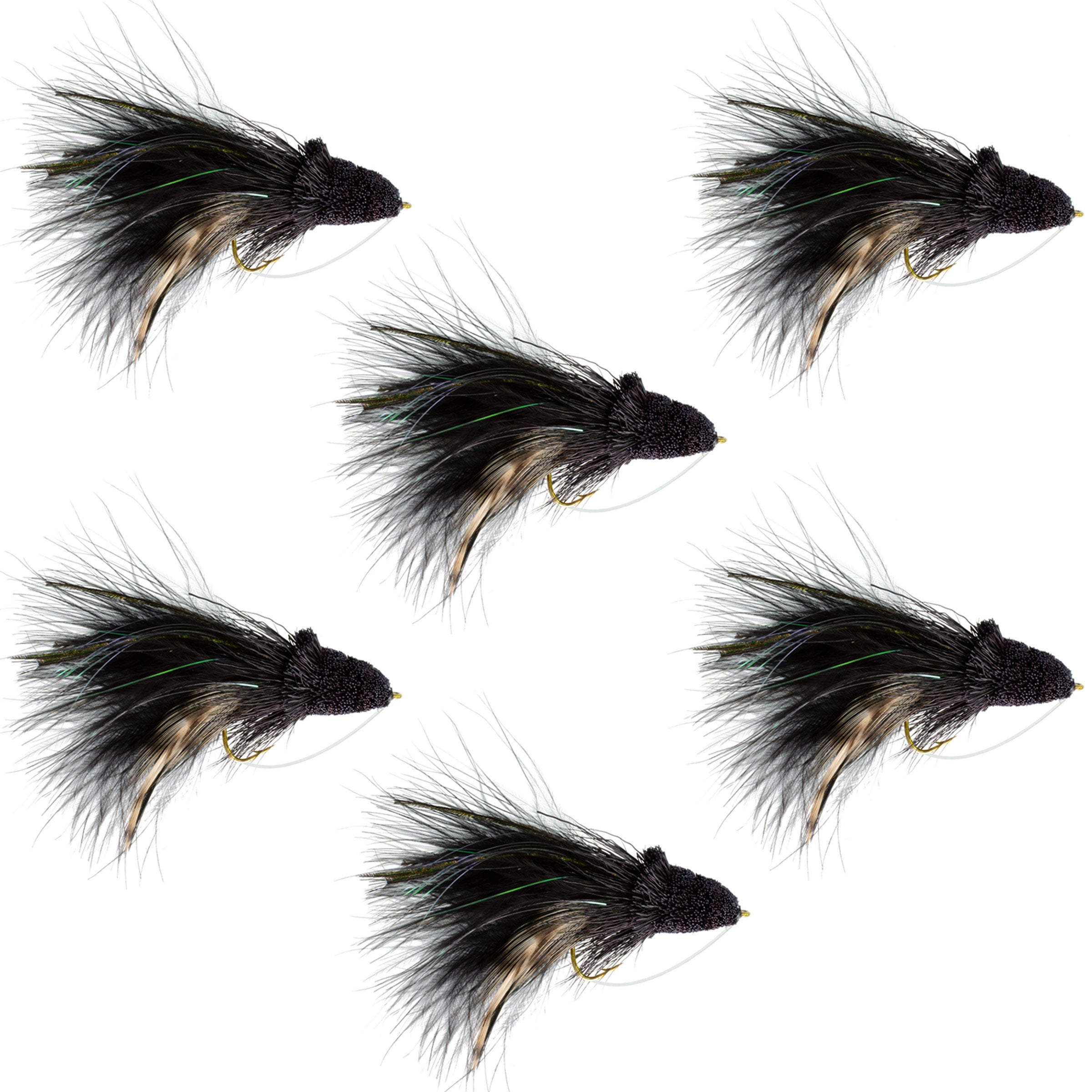 Black Dahlberg Diver Bass Bug Hook Size 4 - Wholesale Bass Flies Per 1/2 Dozen (6 Flies)