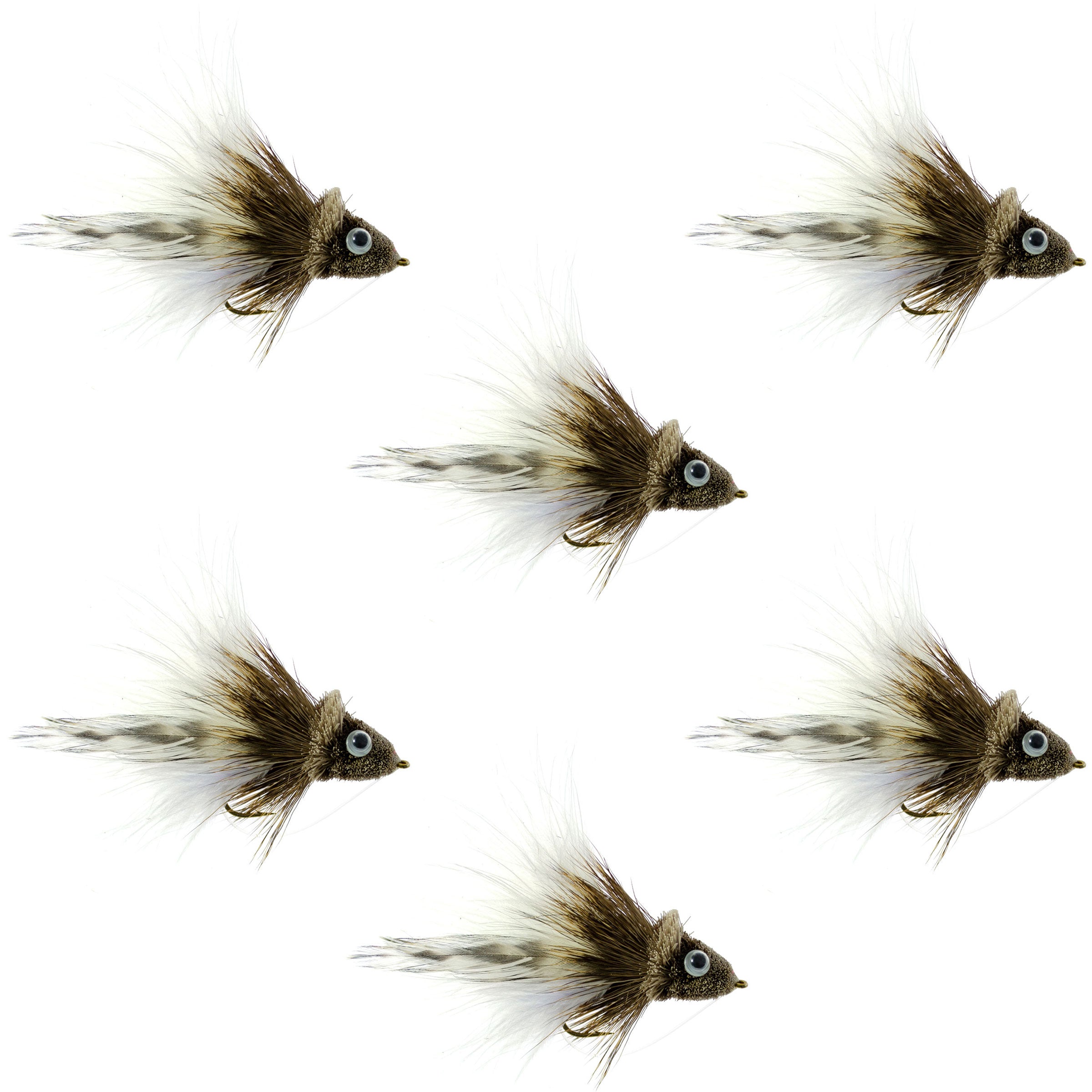 White Marabou Dahlberg Diver Bass Bug Hook Size 4 - Wholesale Bass Flies Per 1/2 Dozen (6 Flies)