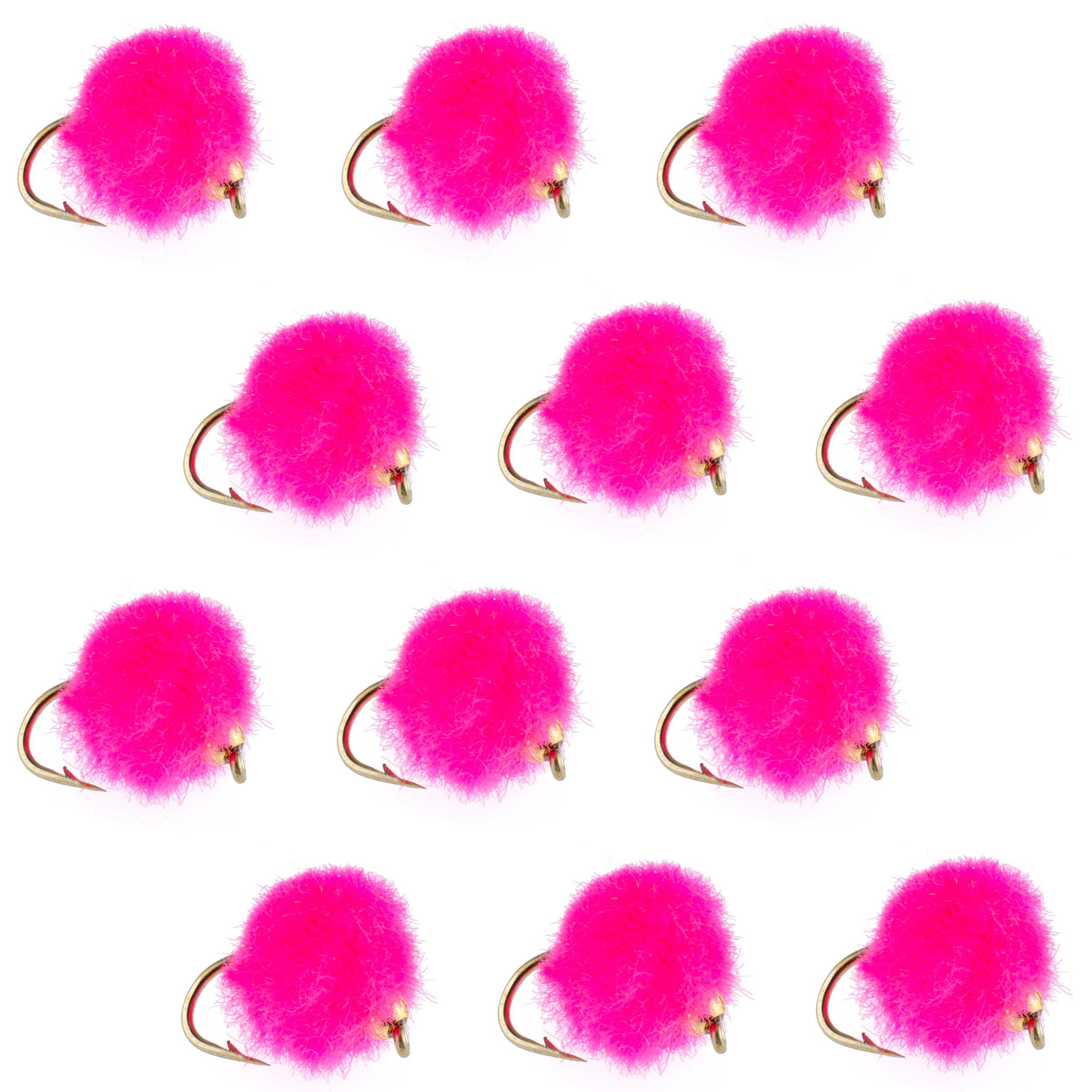 Bead Head Glo Bug Egg Hot Pink Nymph Flies - Wholesale Per Dozen Size 14