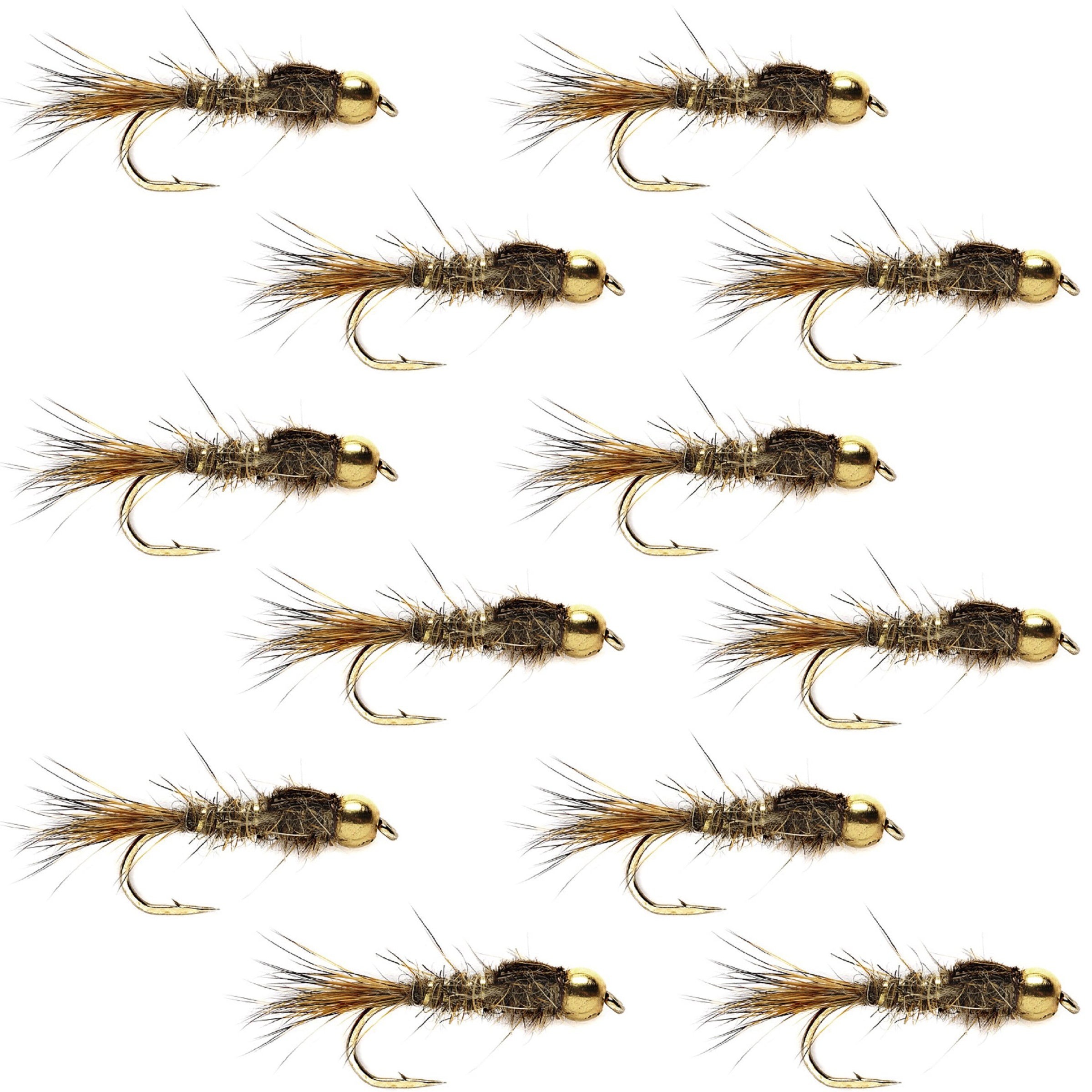 Tungsten Bead Head Hares Ear Nymph Flies - Wholesale Per Dozen Sizes 10-18