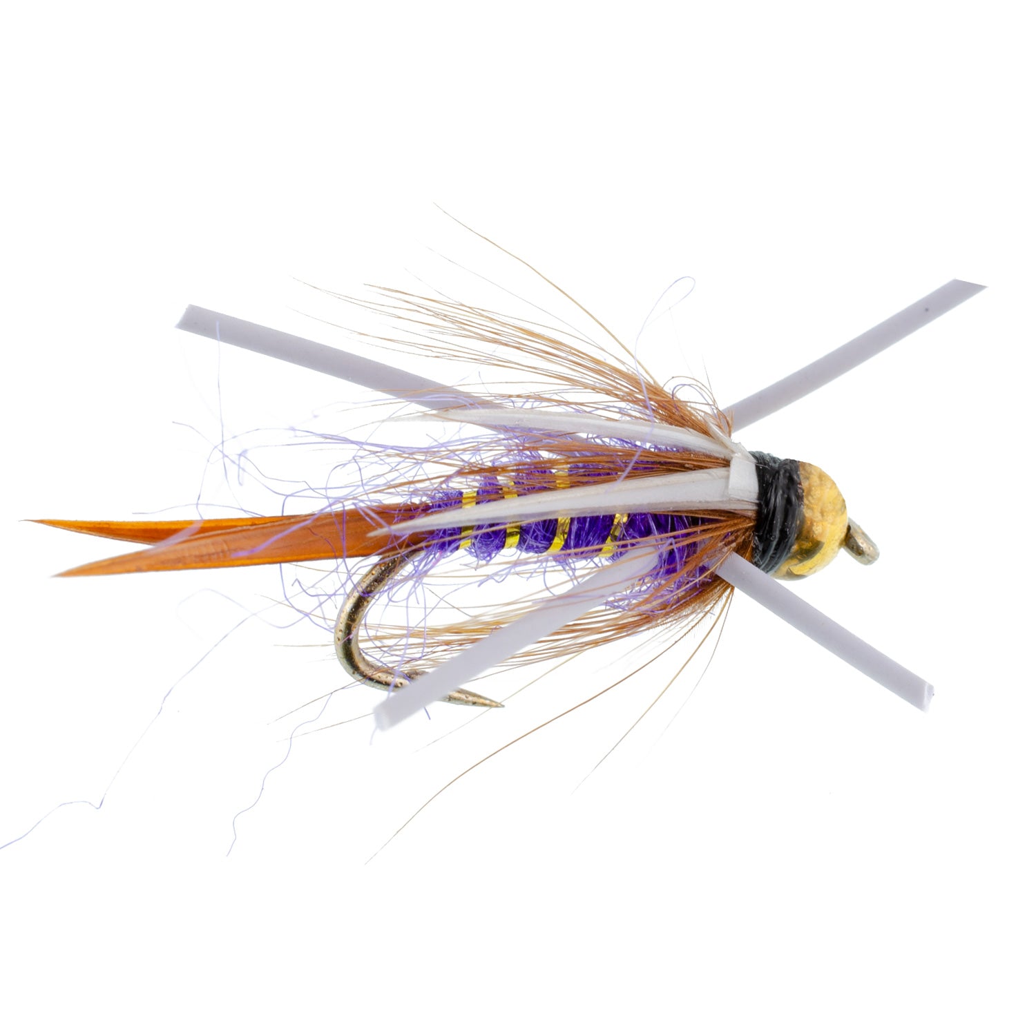 Bead Head Purple Prince Rubber Legs Nymph Flies - Wholesale Per Dozen Size 12