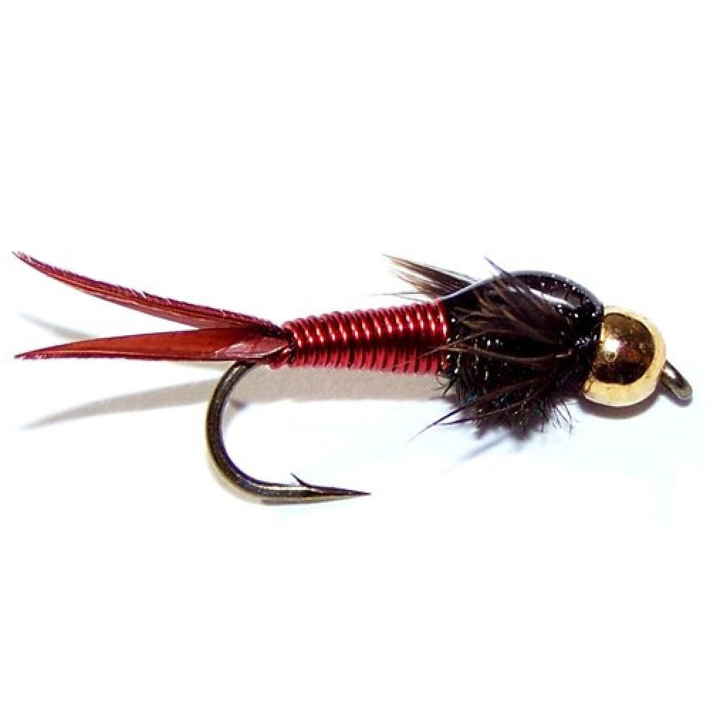 Tungsten Bead Head Red Copper John Nymph Flies - Wholesale Per Dozen Sizes 10-18