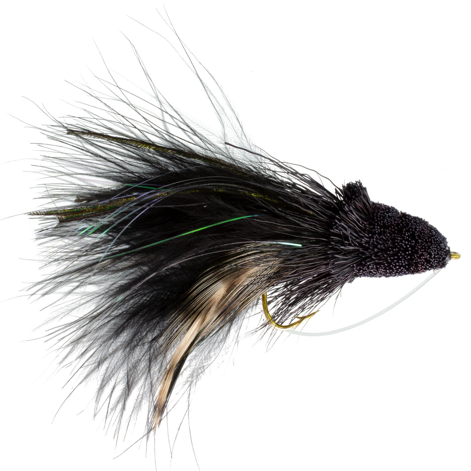 Black Dahlberg Diver Bass Bug Hook Size 4 - Wholesale Bass Flies Per 1/2 Dozen (6 Flies)