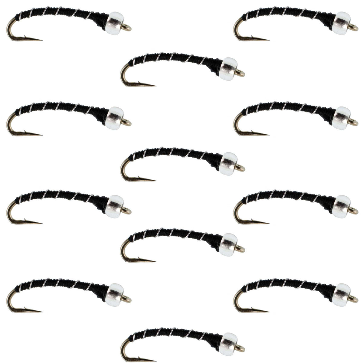 Mercury Black Midge - Glass Bead  - Wholesale Per Dozen Sizes 18-22