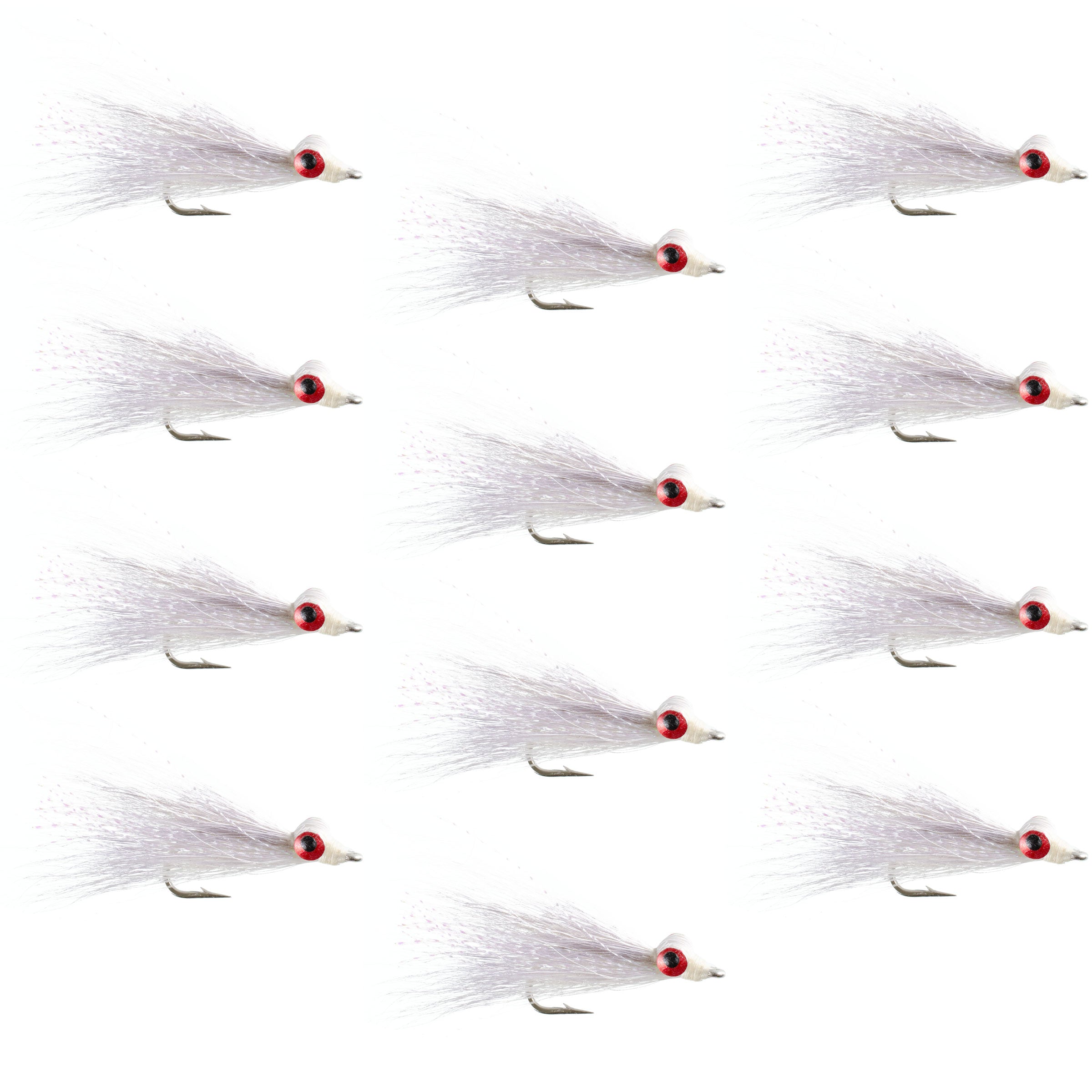 Clousers Deep Minnow White Freshwater Streamer Flies - Wholesale Per Dozen Size 4