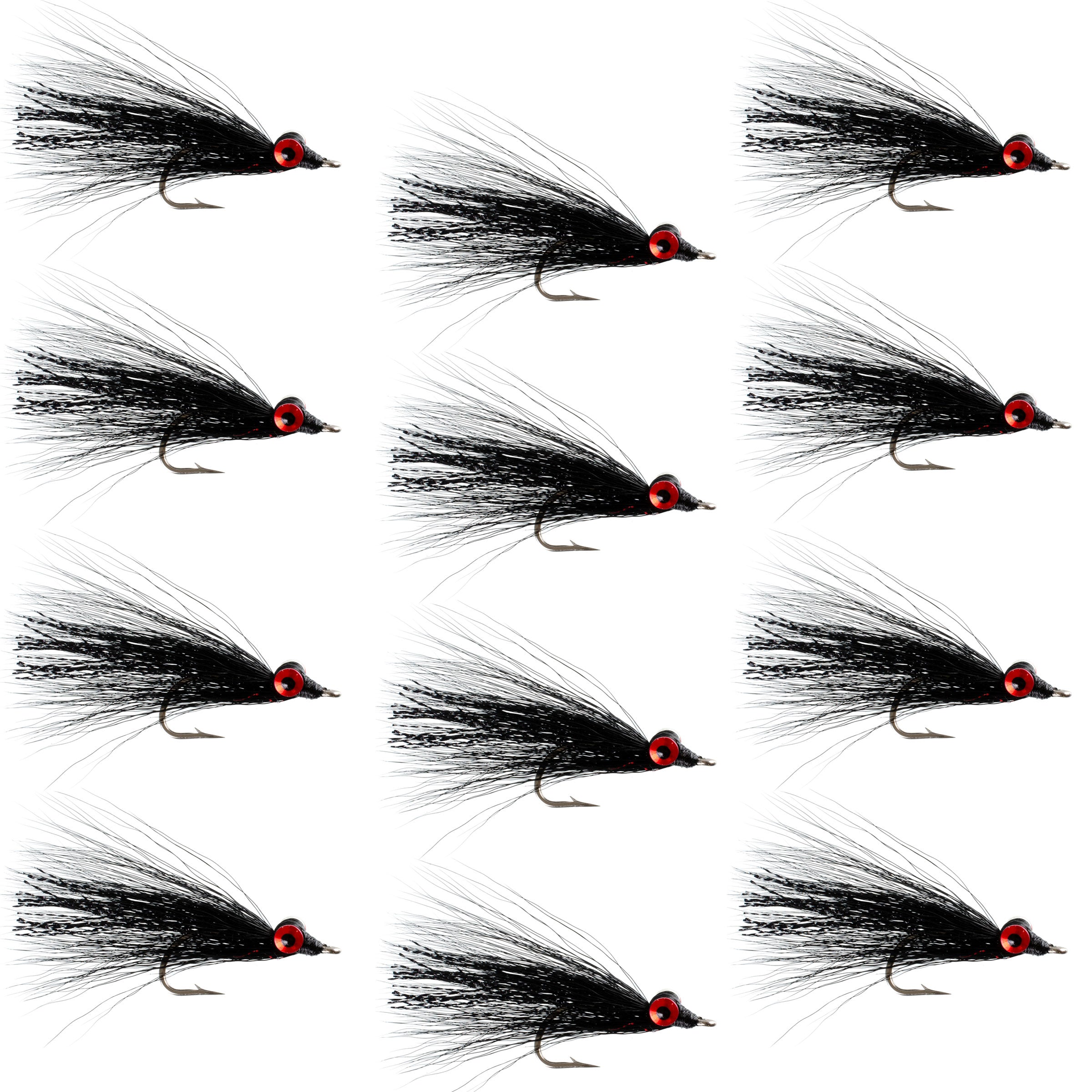 Clousers Deep Minnow Black Stainless Hook Saltwater Streamer Flies - Wholesale Per Dozen Size 1/0