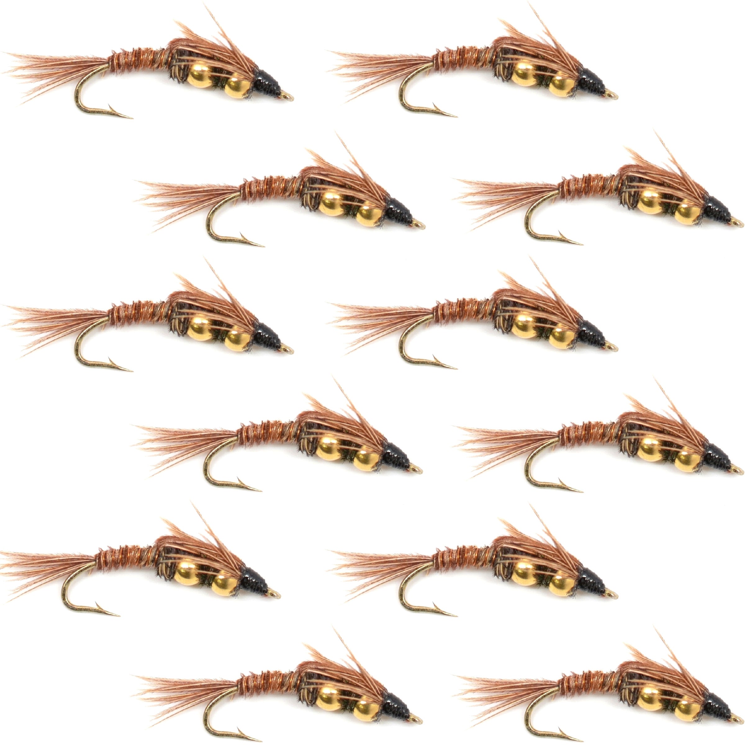 Double Bead Pheasant Tail Nymph Fly - Wholesale Per Dozen Sizes 8-14