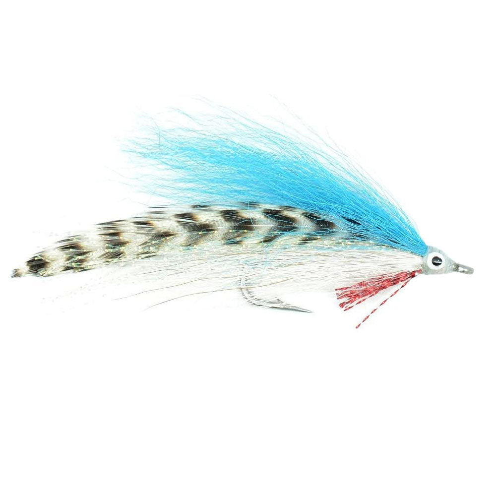 Leftys Deceiver Blue/White Grizzly Stainless Hook Saltwater Streamer Flies - Wholesale Per Dozen Size 1/0