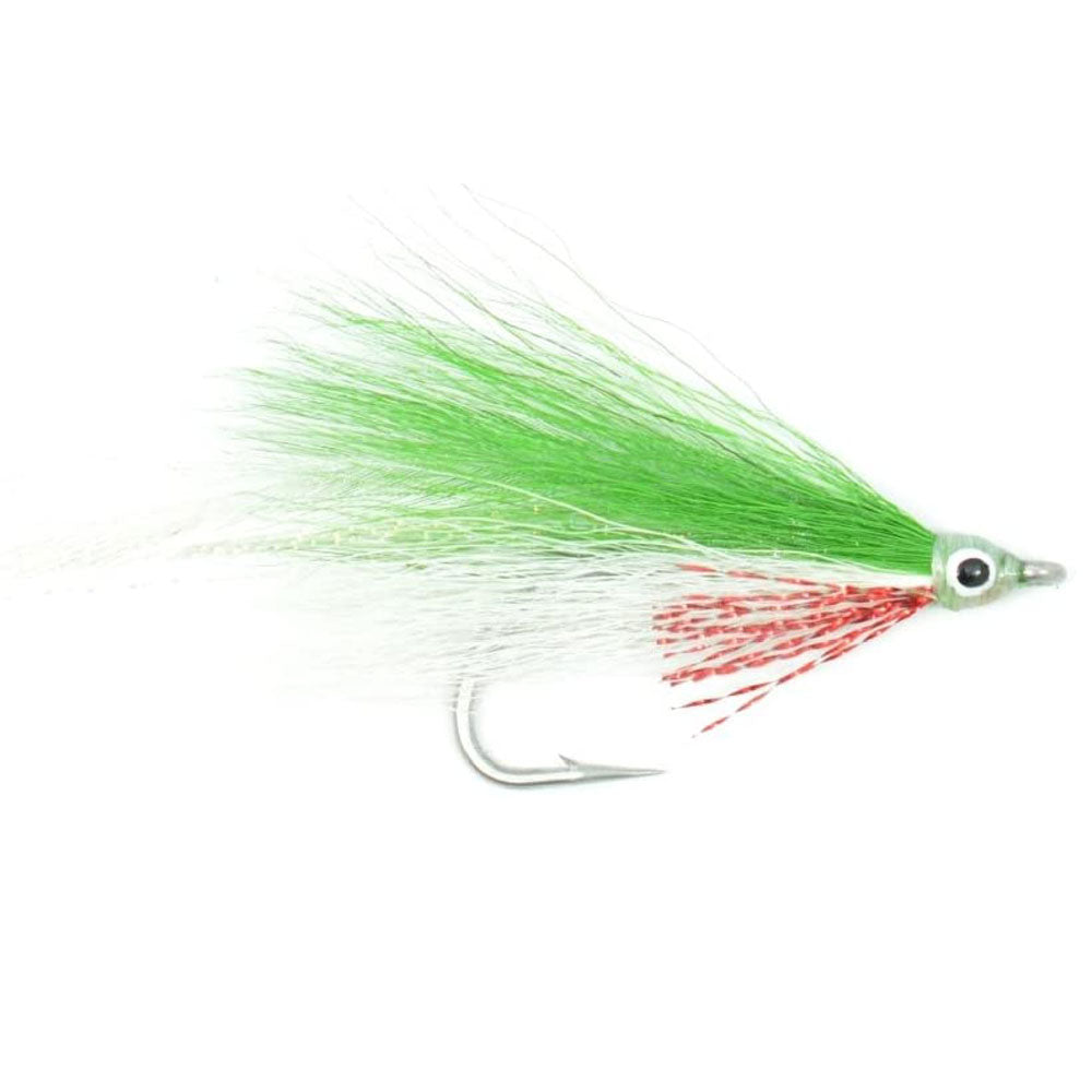 Leftys Deceiver Green/White Stainless Hook Saltwater Streamer Flies - Wholesale Per Dozen Size 1/0