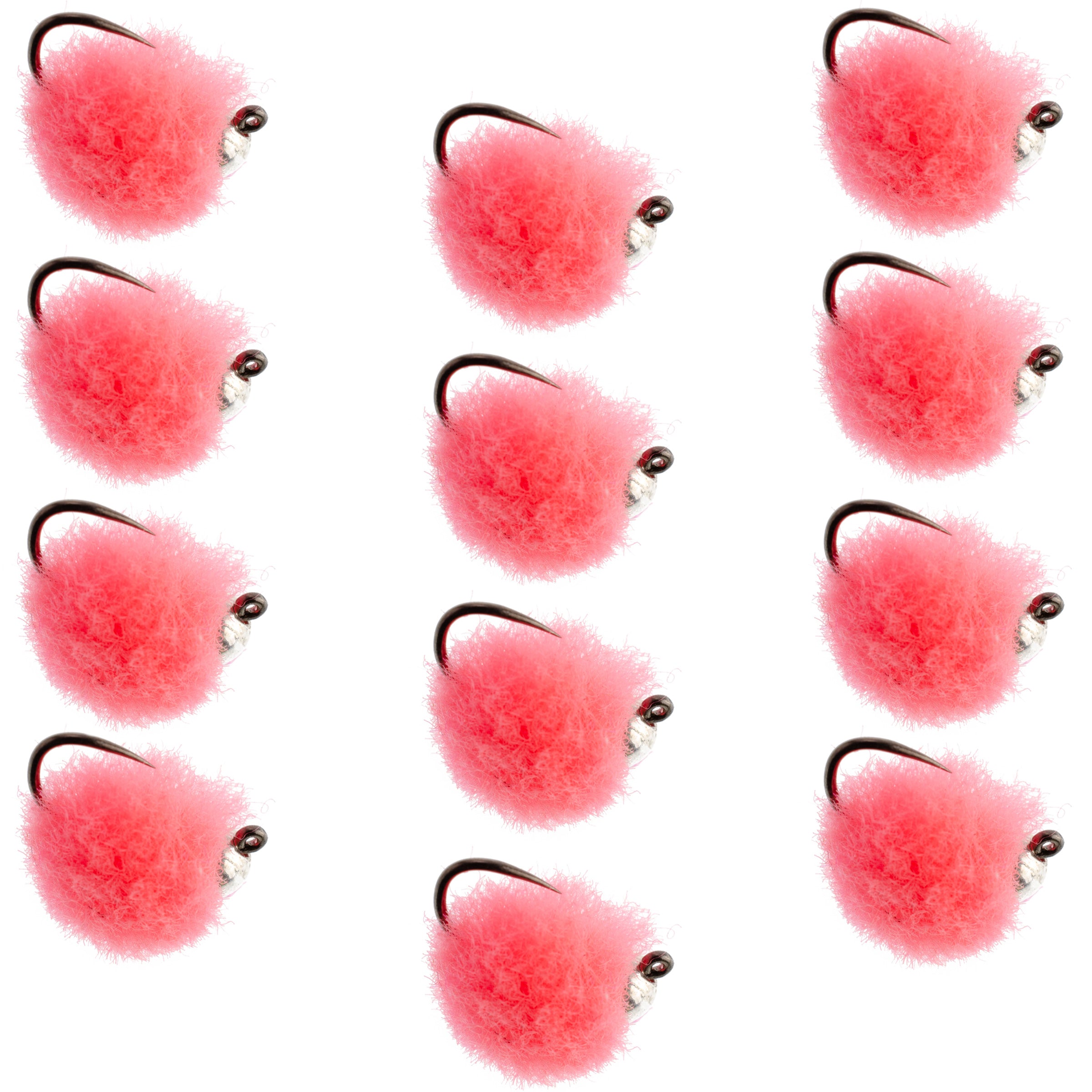 Tungsten Bead Head Hot Pink Euro Egg Jigged Tactical Flies - Wholesale Per Dozen Size 16