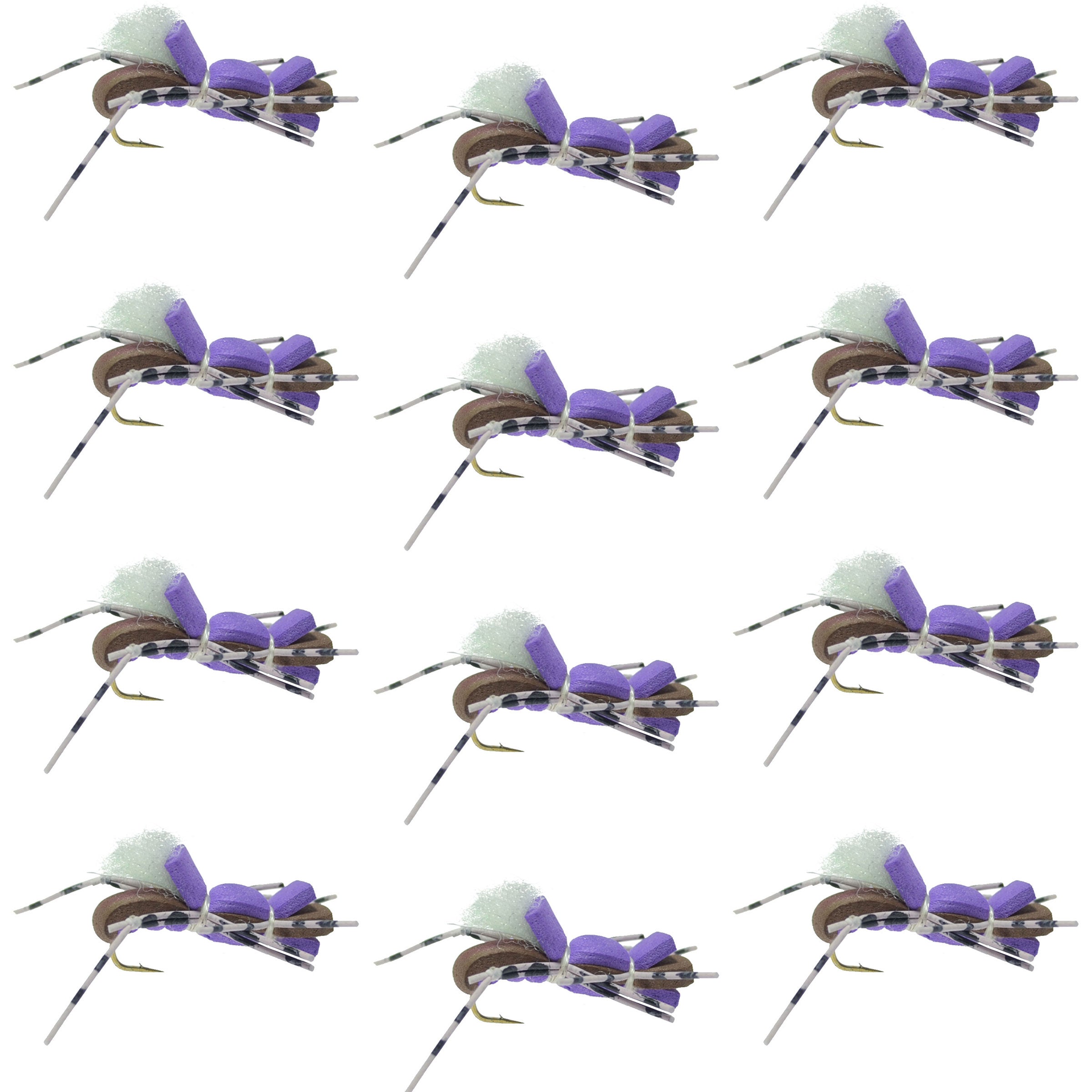 Fat Albert Purple Foam Hopper Flies - Wholesale Per Dozen Size 10