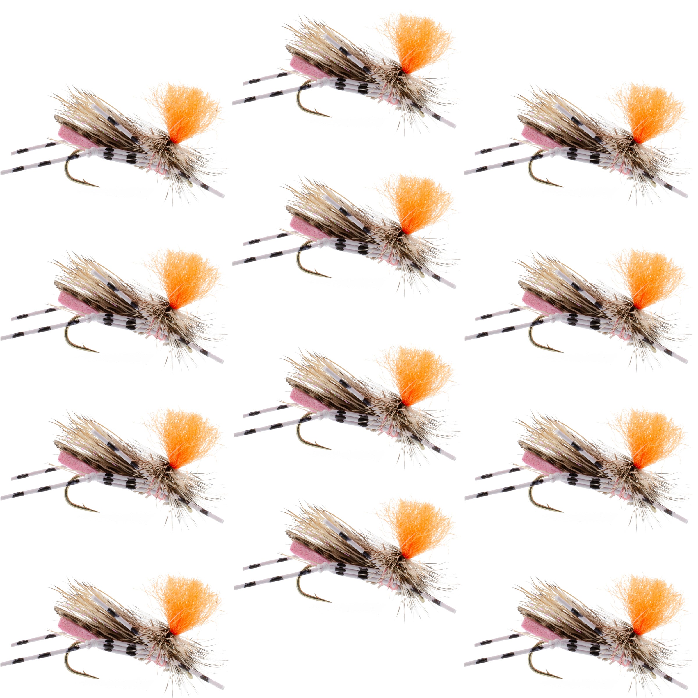 Feth Hopper Pink Foam Body Flies - Wholesale Per Dozen Size 10