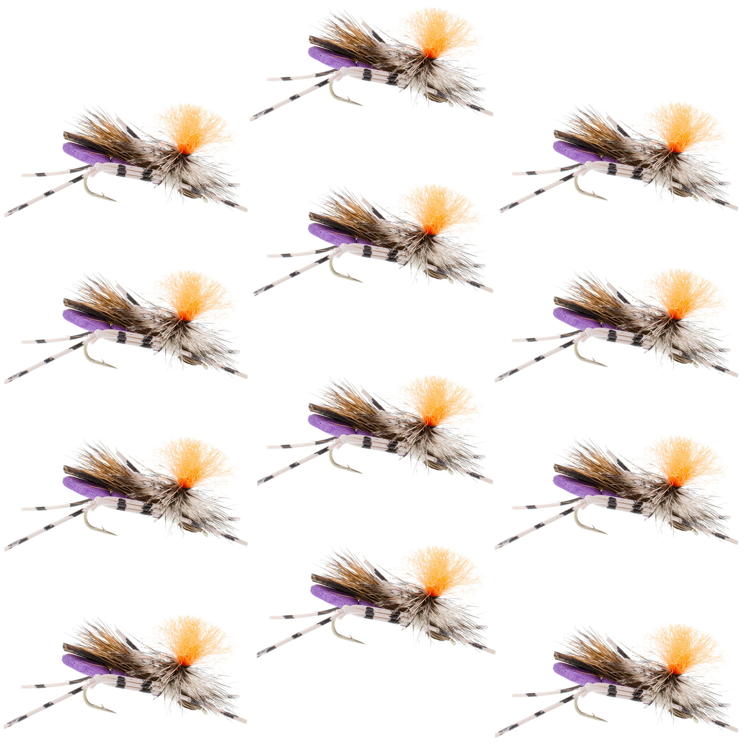 Feth Hopper Purple Foam Body Flies - Wholesale Per Dozen Size 10