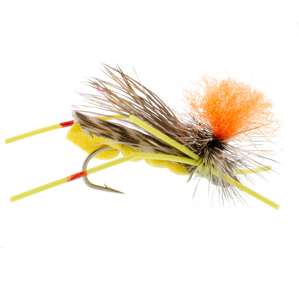 Feth Hopper Yellow Foam Body Flies - Wholesale Per Dozen Size 10