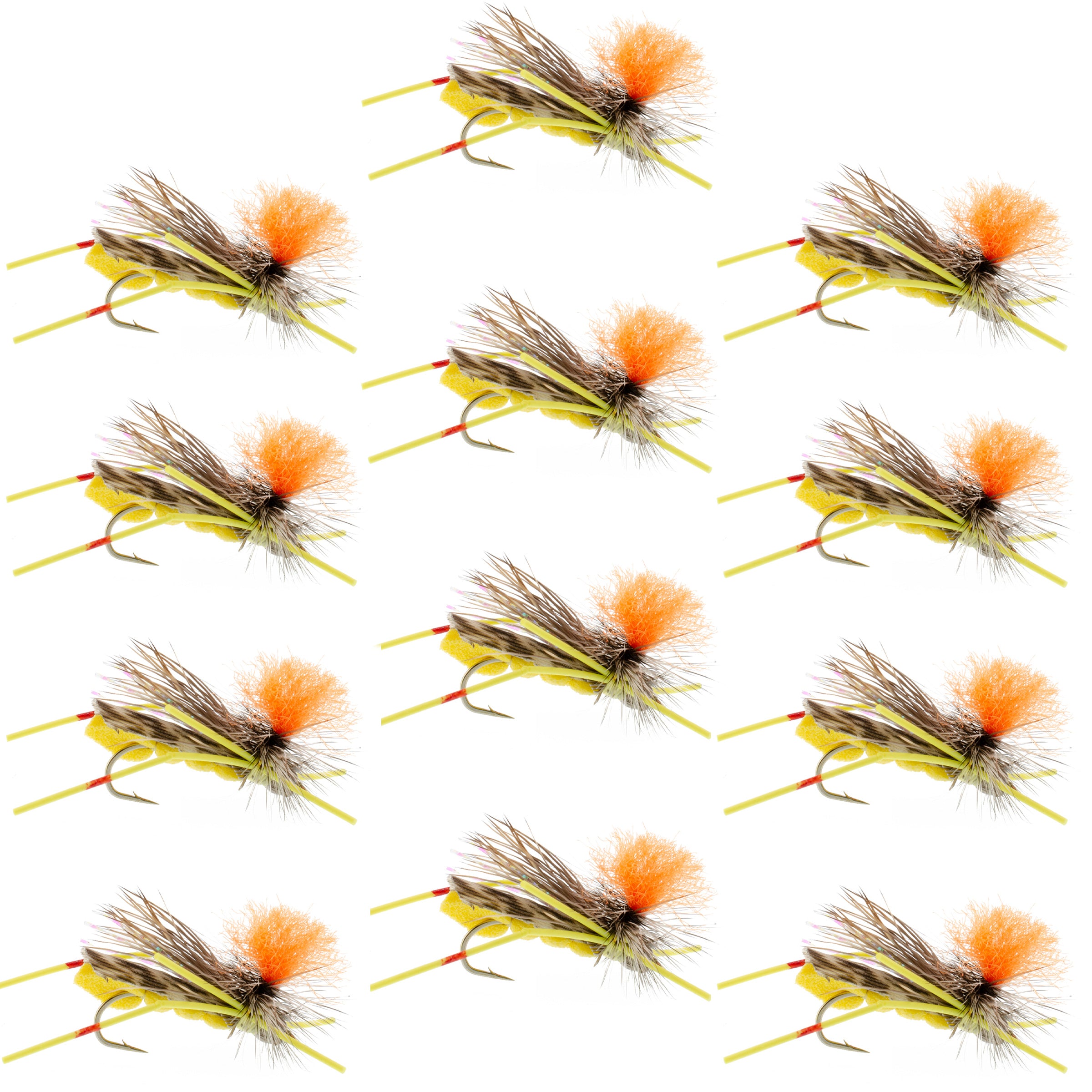 Feth Hopper Yellow Foam Body Flies - Wholesale Per Dozen Size 10