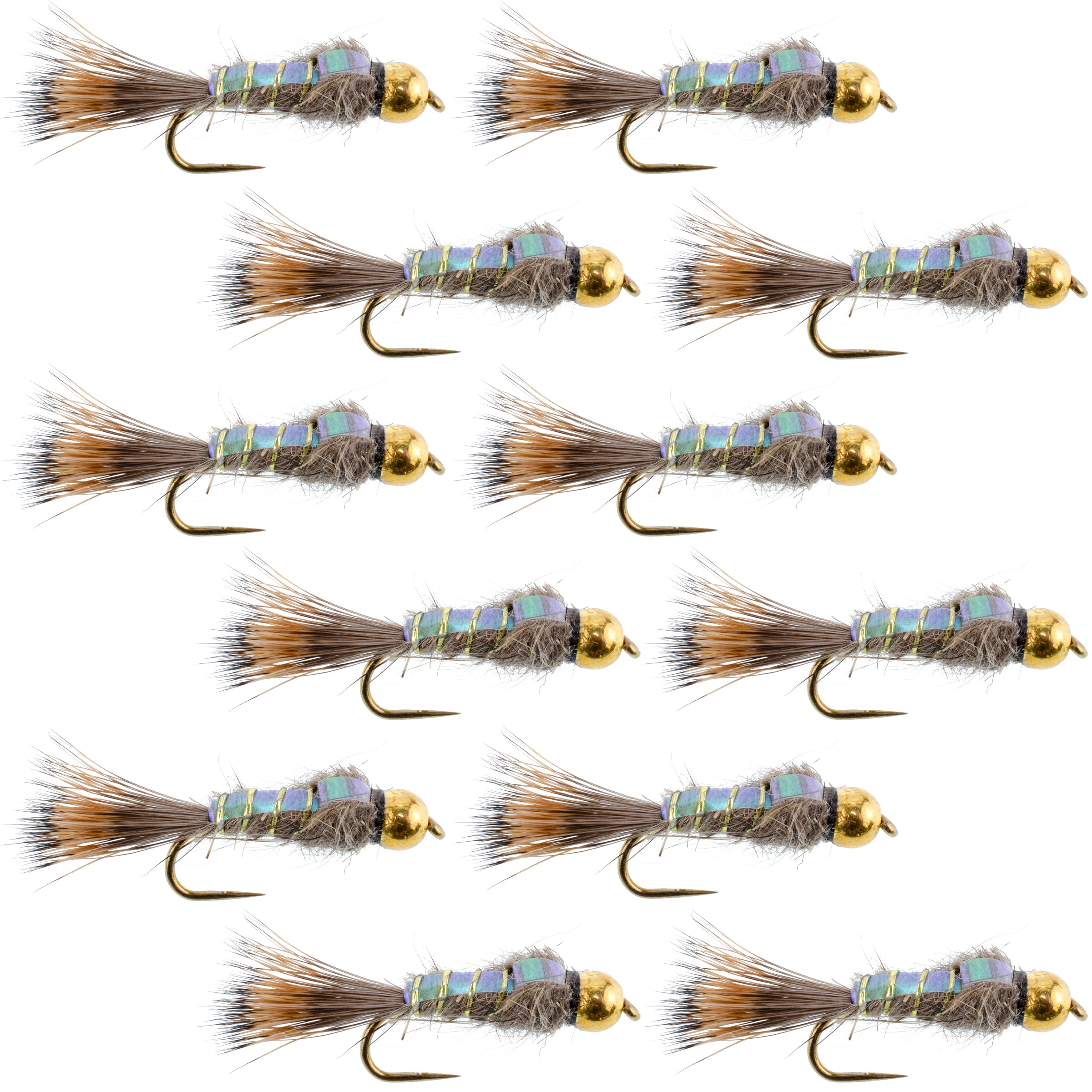 Barbless Bead Head Flash Back Hares Ear Nymph Flies - Wholesale Per Dozen Sizes 10-16