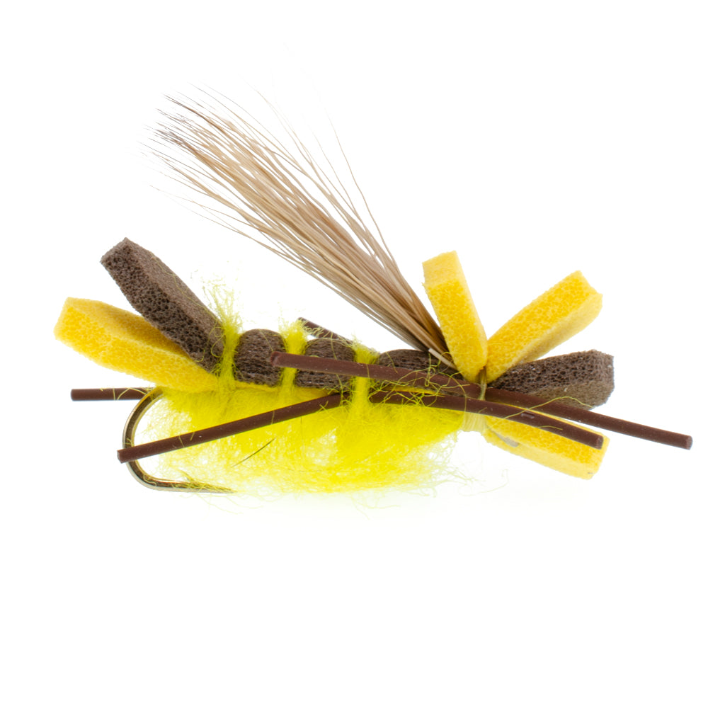 Godzilla Hopper Yellow Foam Hopper Flies - Wholesale Per Dozen Size 10