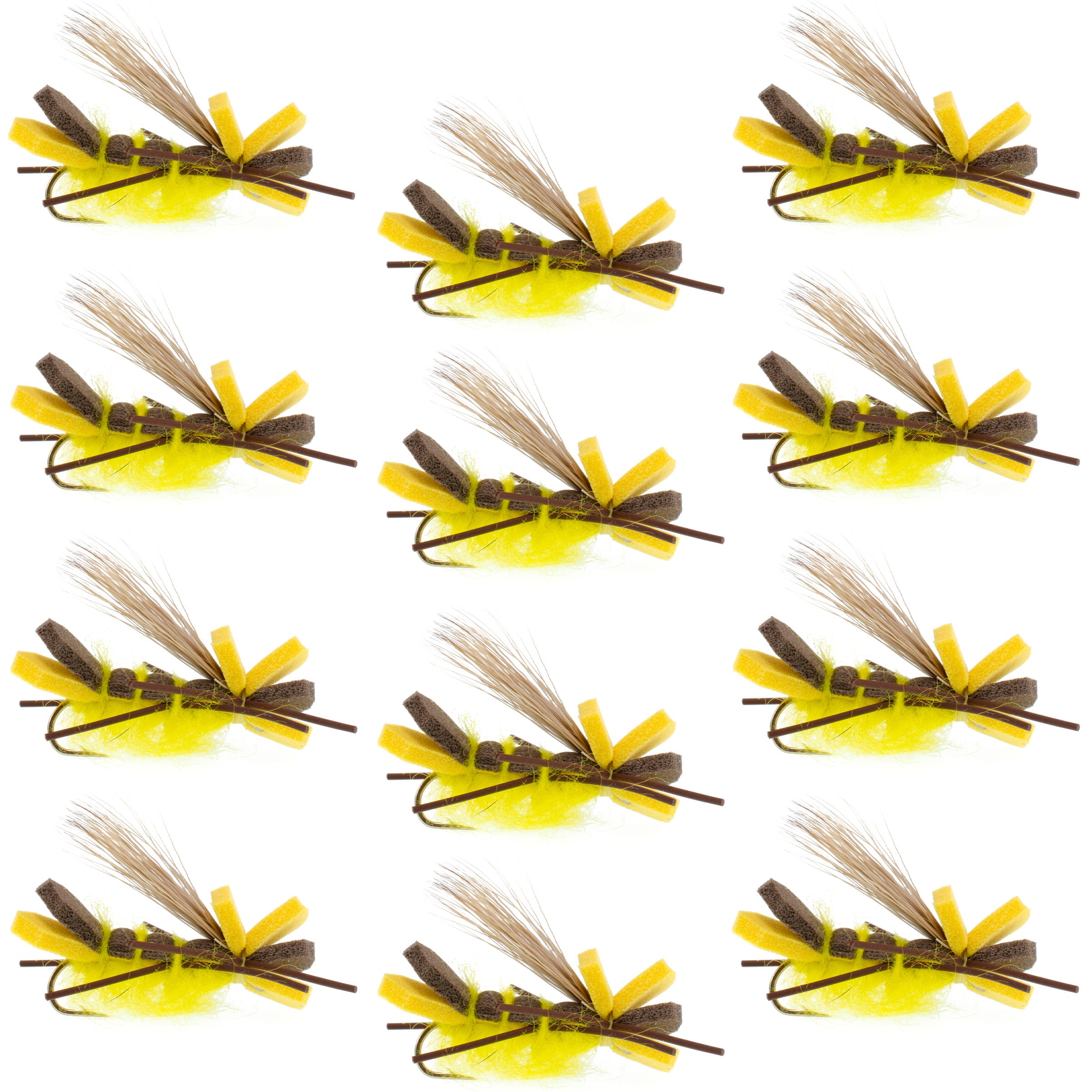 Godzilla Hopper Yellow Foam Hopper Flies - Wholesale Per Dozen Size 10