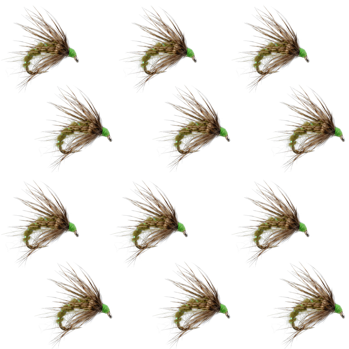 Olive Holy Grail Caddis Pupa Emerger Flies - Wholesale Per Dozen Sizes 12-16