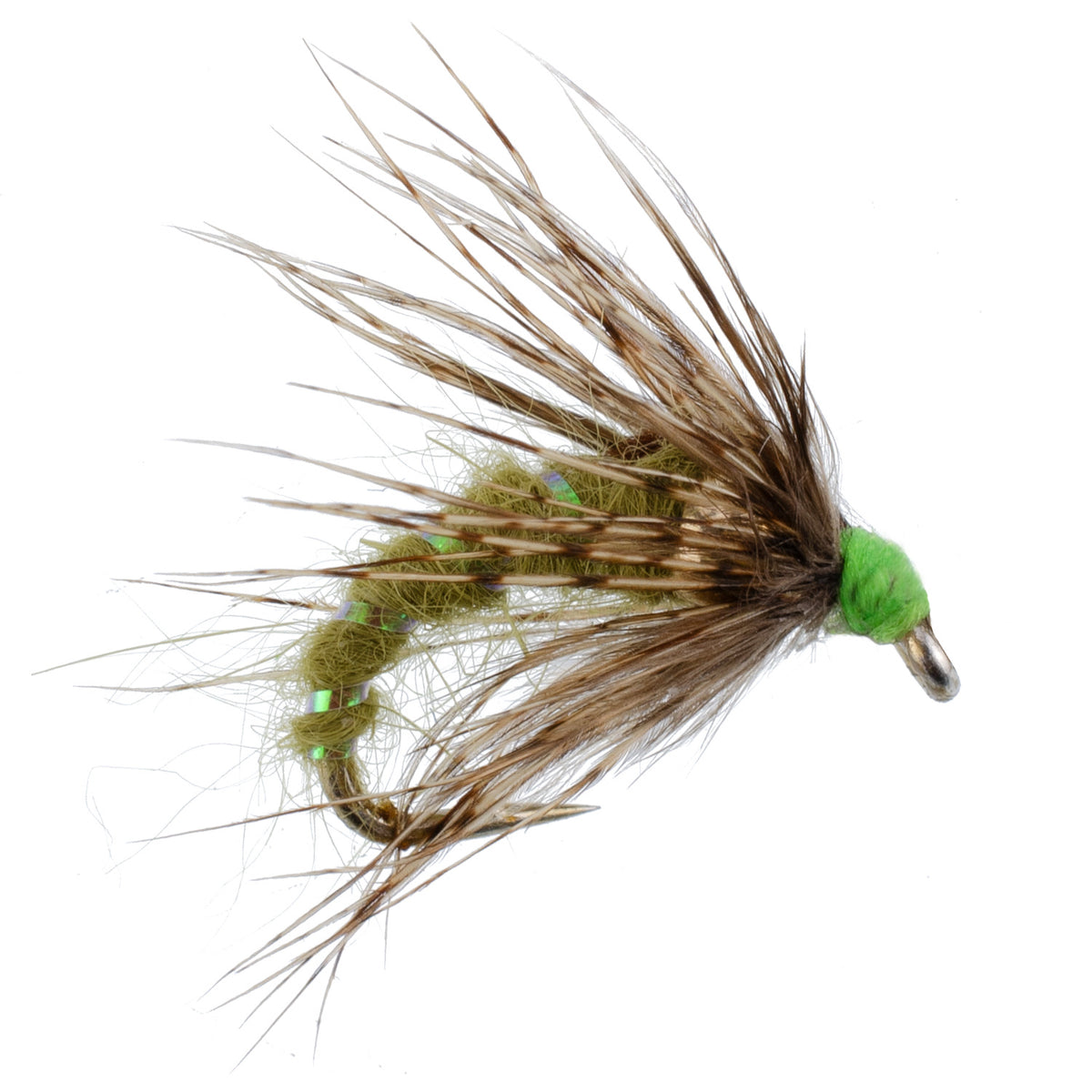 Olive Holy Grail Caddis Pupa Emerger Flies - Wholesale Per Dozen Sizes 12-16